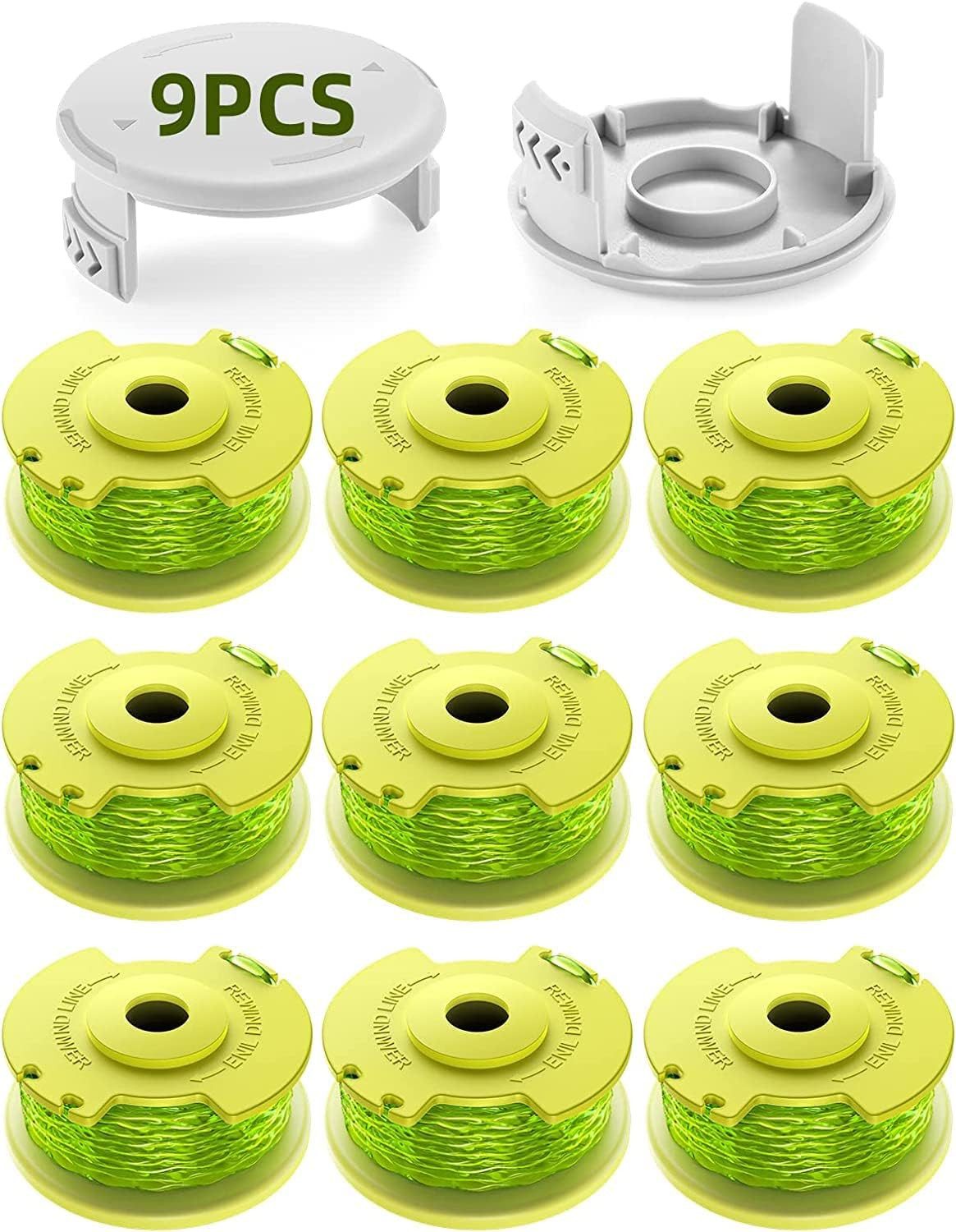 FELIXLEO Rasentrimmer-Ersatzspule 11 Stück Spule für Ryobi One 18V 24V 40V 2 0mm Faden mit 2 Deckeln, (1-St)