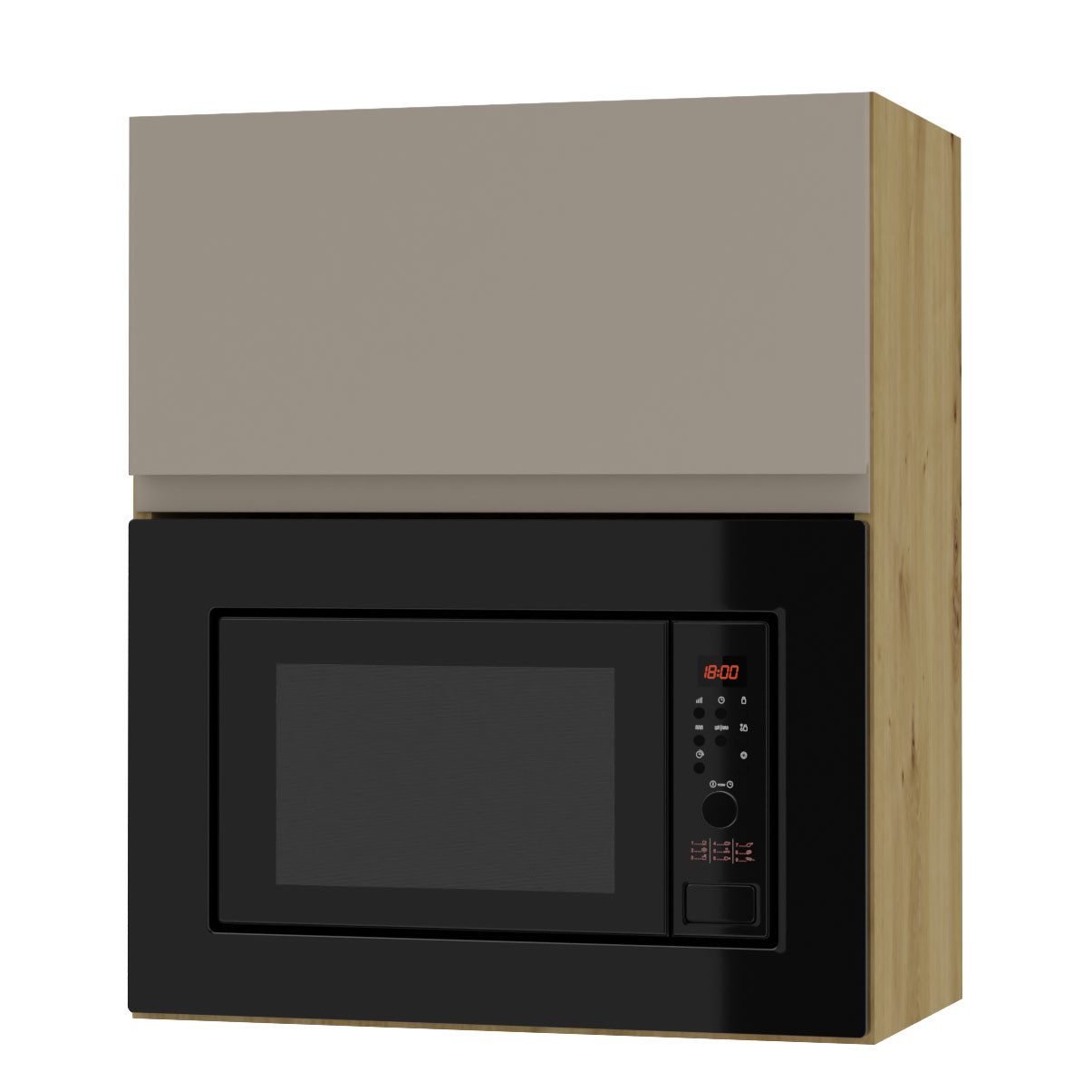 Feldmann-Wohnen Faltlifthängeschrank Avellino (W2MK/60, Mikrowellenumbauschrank mit Klapptür und Gasdruckdämpfer, 1-St., moderne Optik, Acrylfronten, Griffmulden) 60cm stone grey Acryl matt / Eiche Artisan grifflos für Mikrowelle
