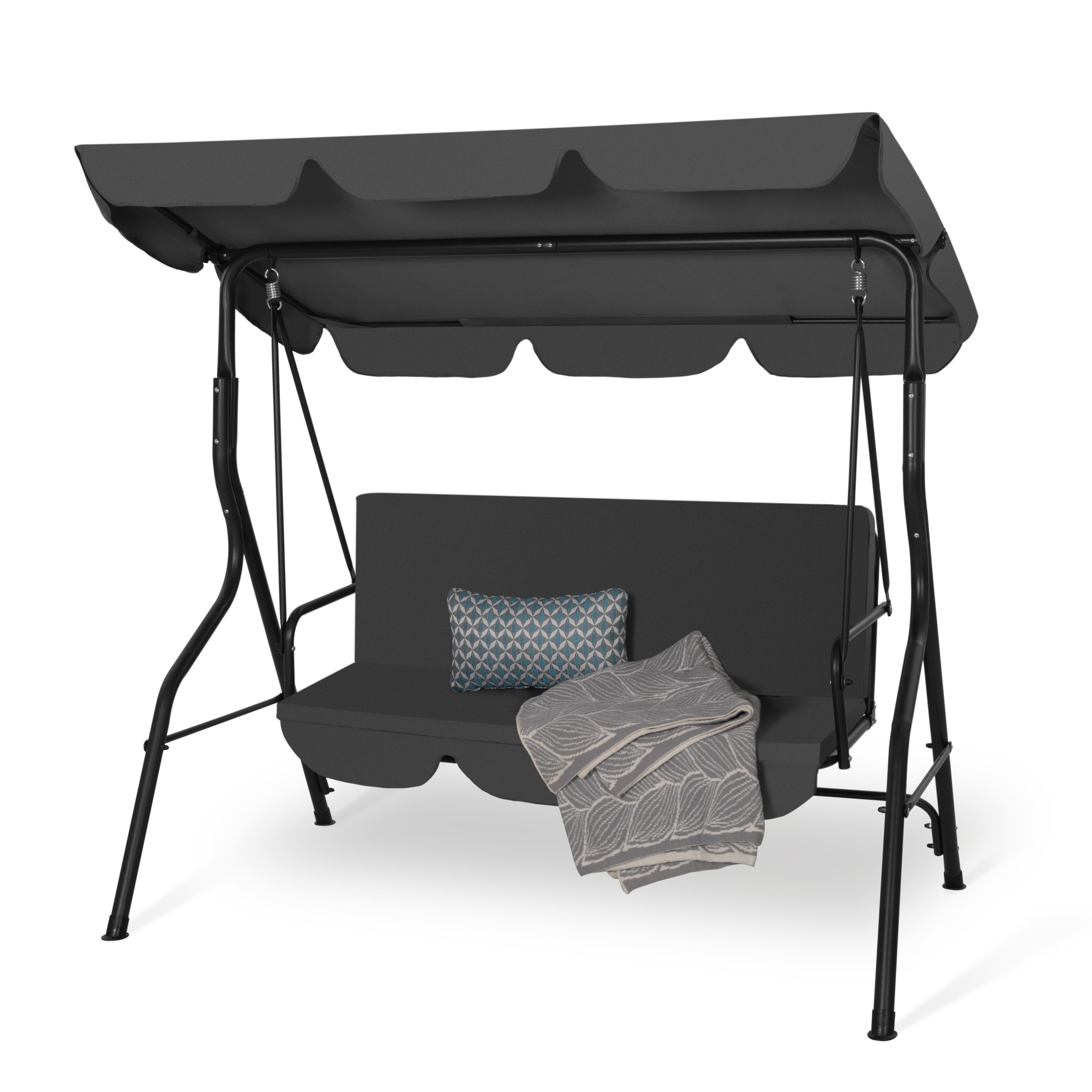 Avestar Hollywoodschaukel 3-Sitzer Gartenschaukel mit Vordach und abnehmbarem Kissen, 3-Sitzer, 1 tlg., 3-Personen-Gartenschaukel mit verstellbarem Dach