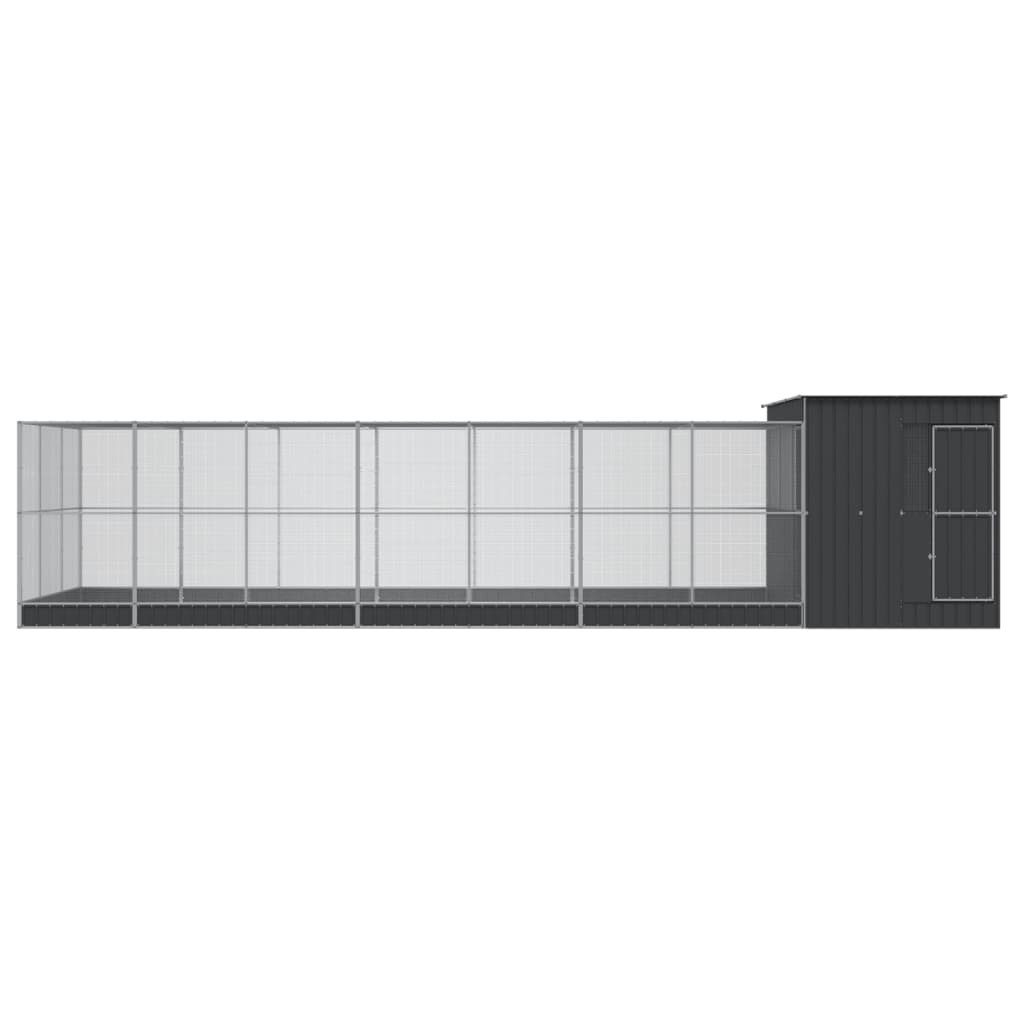 vidaXL Voliere, Voliere mit Erweiterung Silbern 911x303x216 cm Stahl