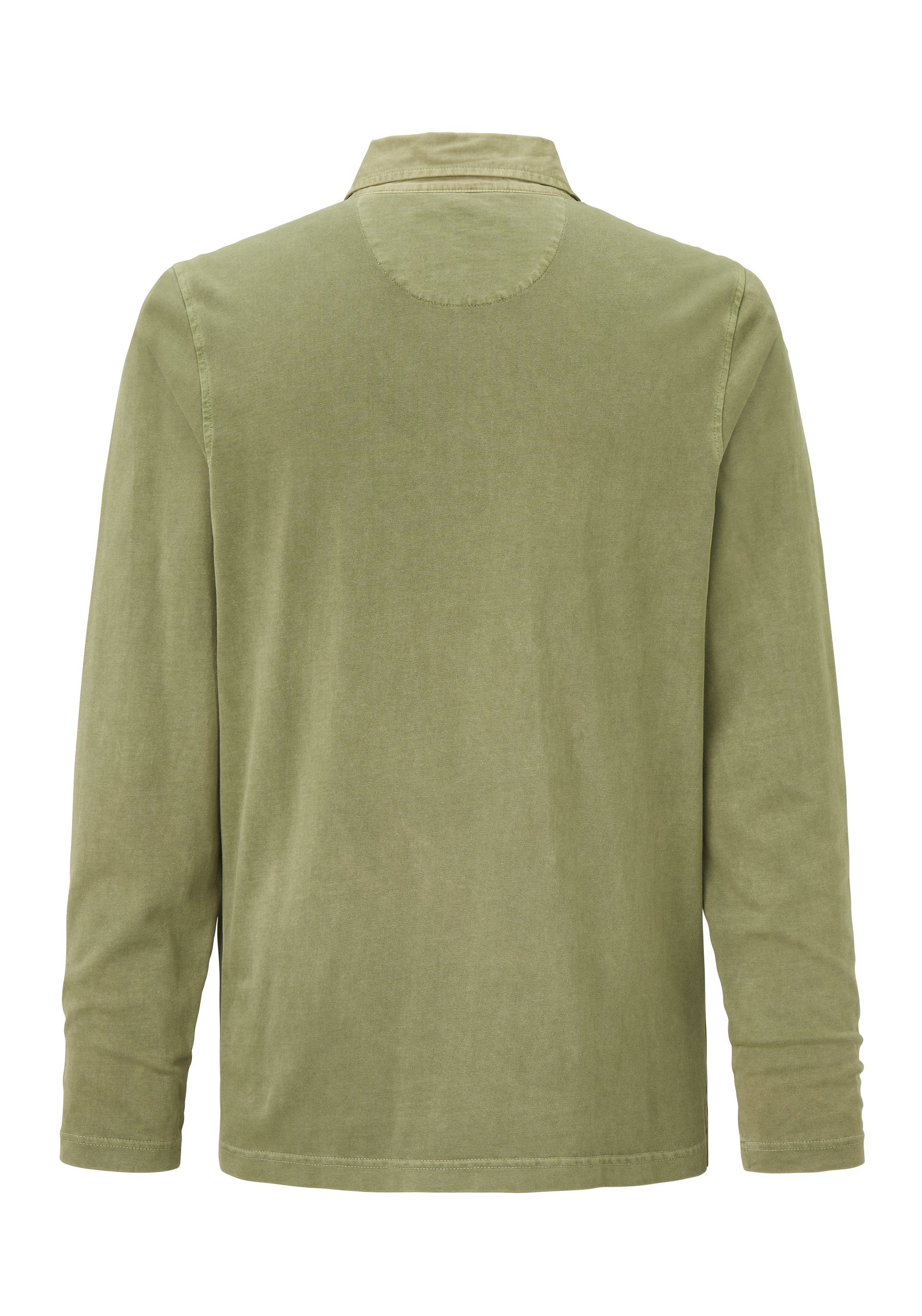 Paddock's Langarmshirt (1-tlg) moos reiner aus Poloshirt Baumwolle