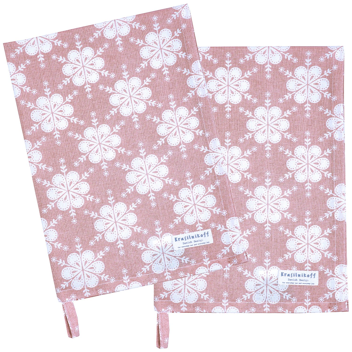 Krasilnikoff Geschirrtuch Flowers, (2-tlg., 2-teilig), Geschirrtücher ca.50x70cm Baumwolle
