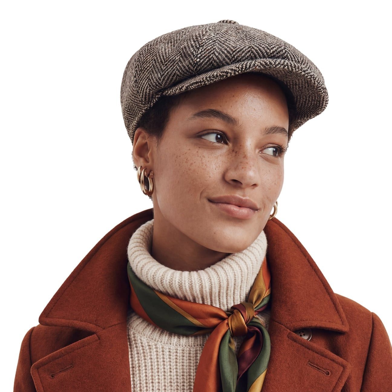 Lierys Flat Cap (1-St) Herringbone mit Schirm, Made in Italy