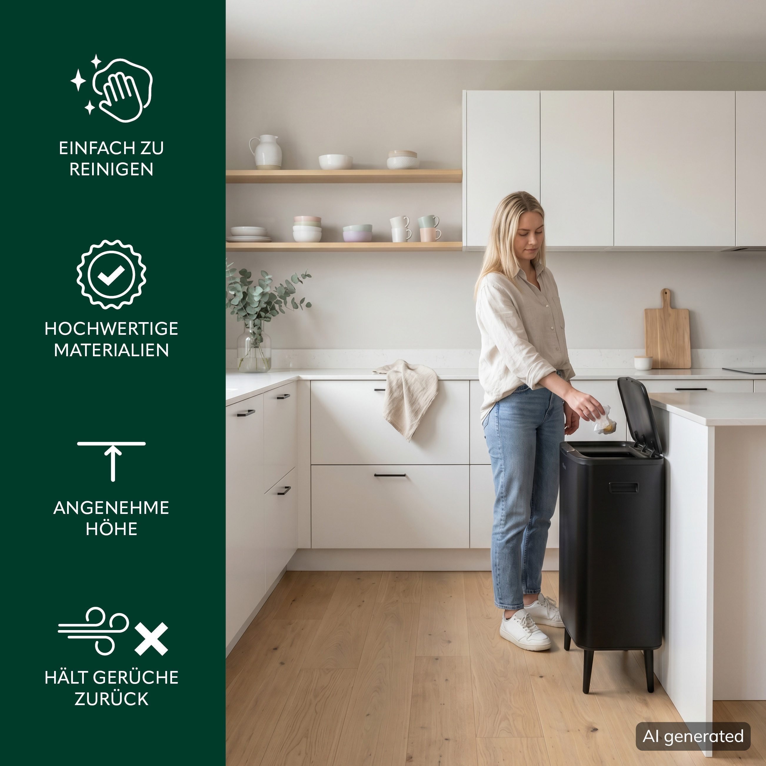 eluno Mülleimer 60 Liter Fassungsvermögen aus Metall – Bild 4 von 5