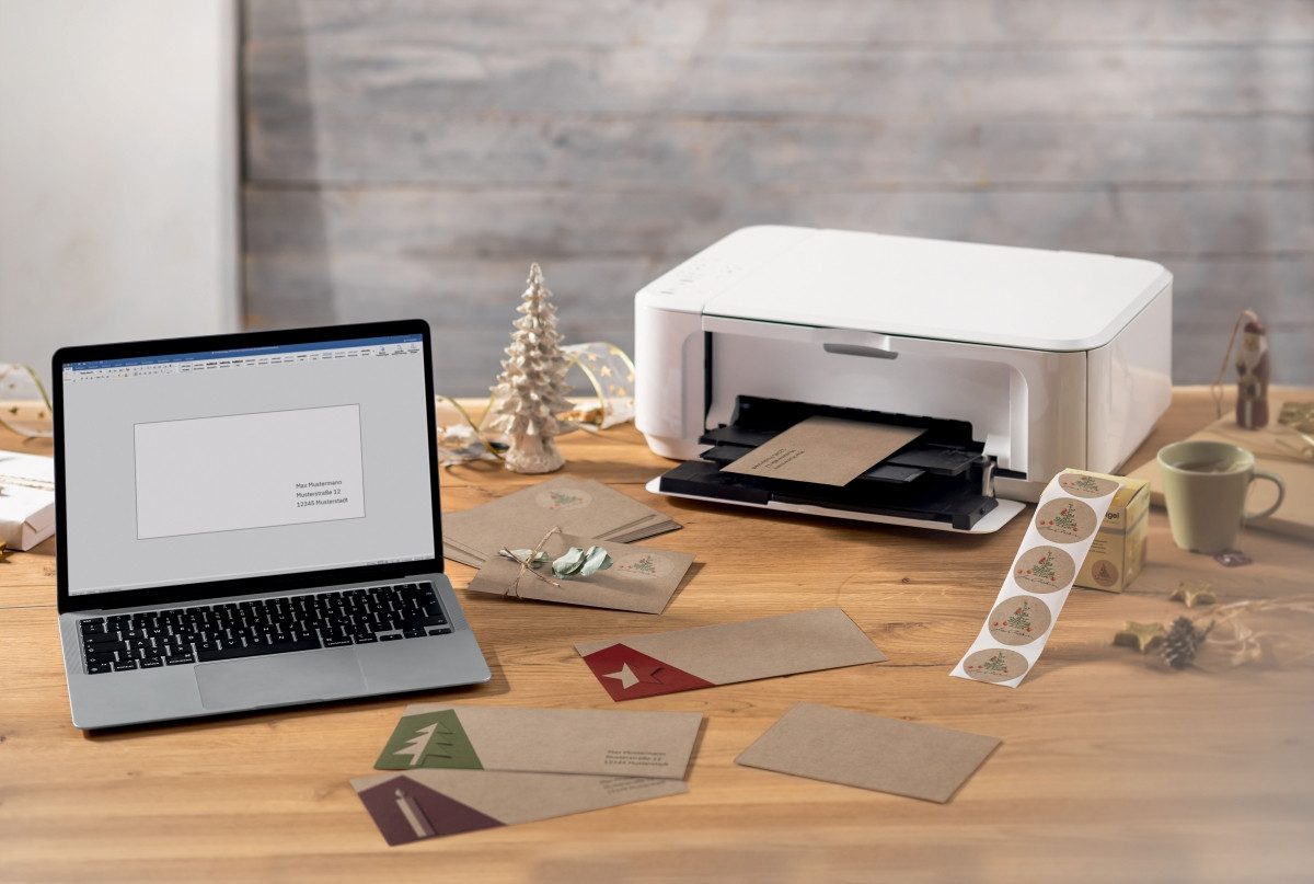 Sigel Designpapier Weihnachtsumschlag-Set DINlang 100g 25 Stück Kraftpapier Cut-out style