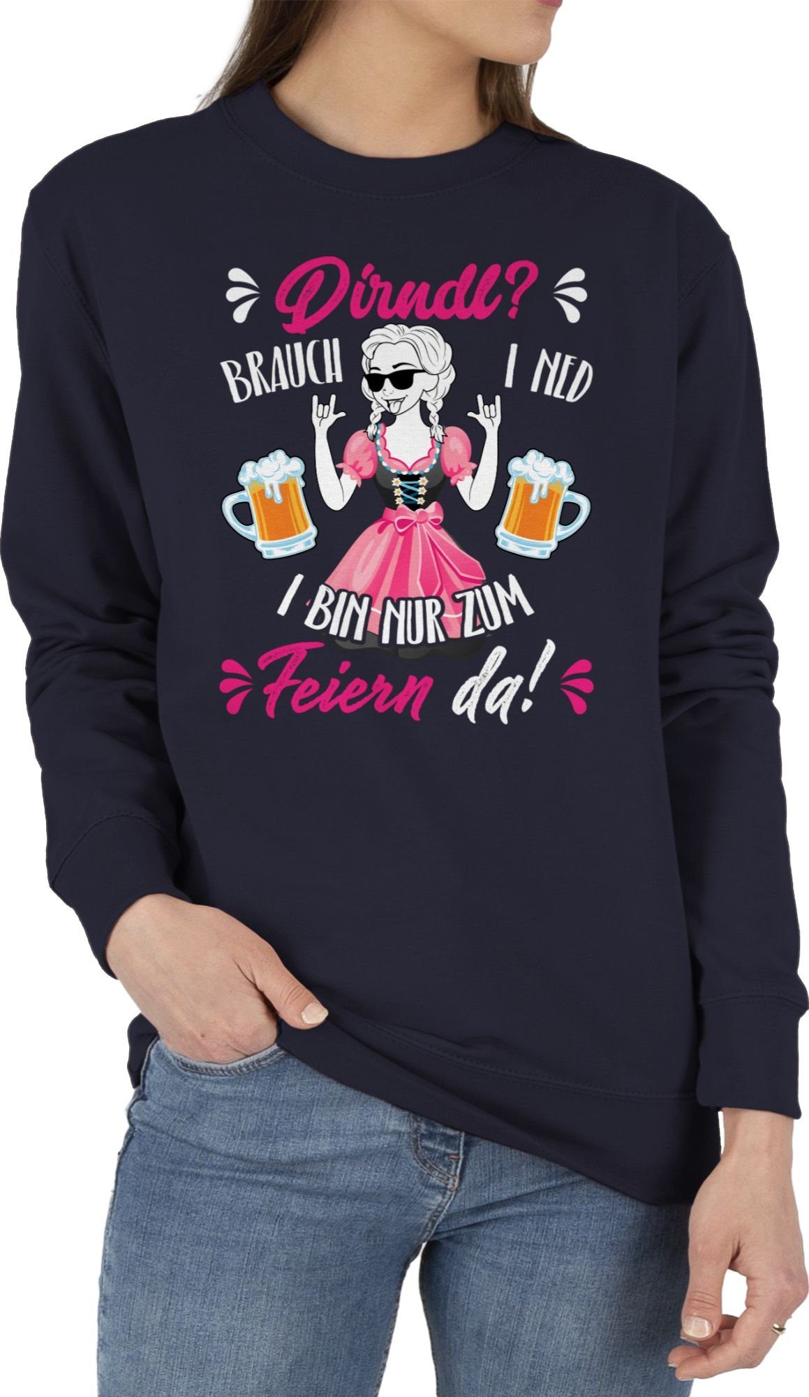 Shirtracer Sweatshirt Dirndl Dunkelblau Oktoberfest (1-tlg) für Damen Ersatz Dirndl Mode Spruch 3
