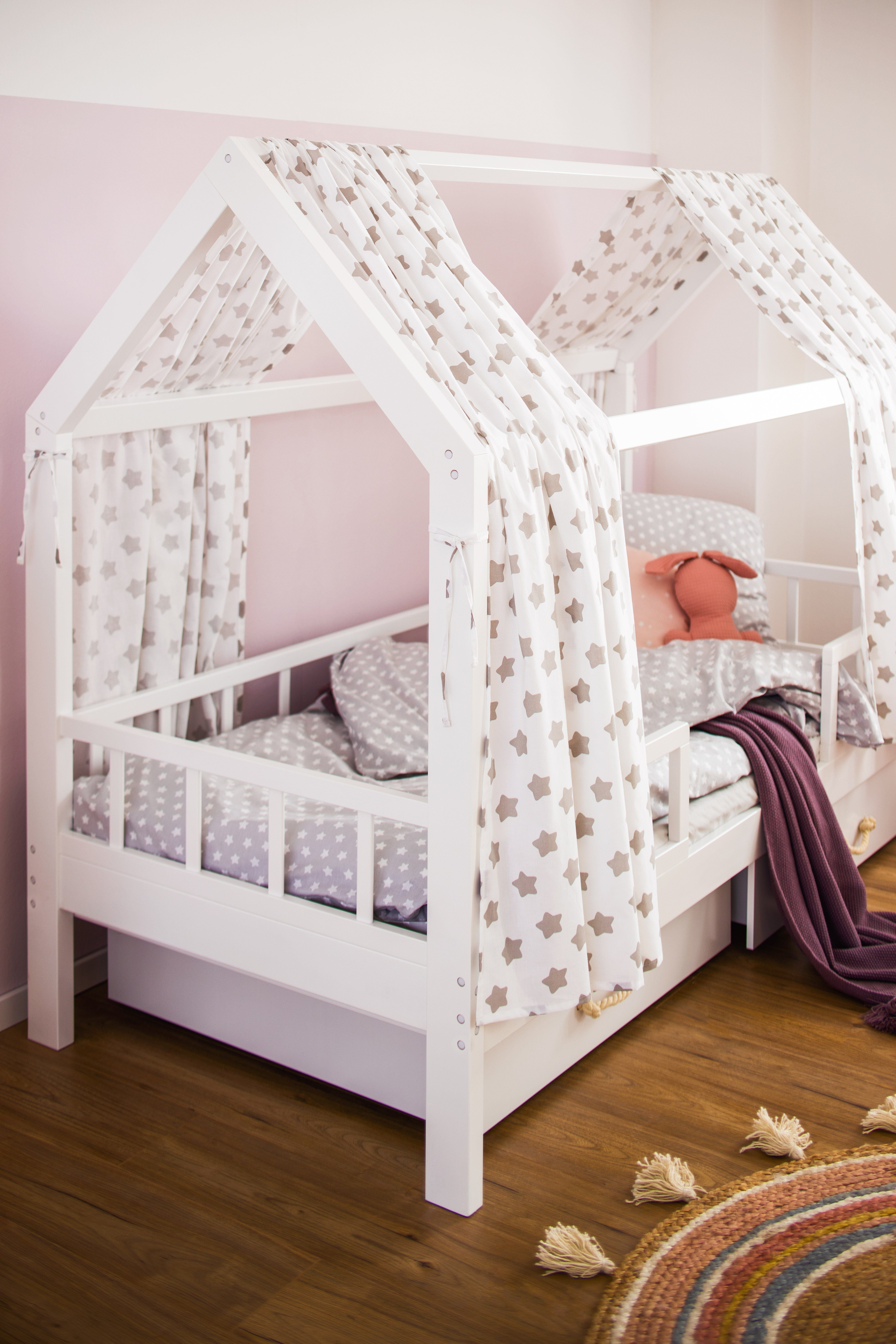 Puckdaddy GmbH Betthimmel Vorhang-Set Freya (146x298cm) mit Sterne-Muster