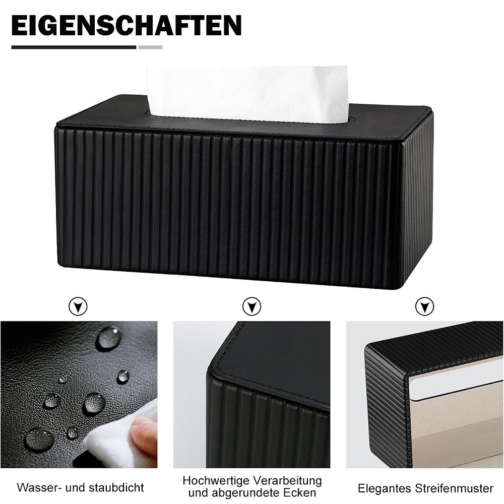 AFKSMILE Papiertuchbox Kosmetiktücherbox Taschentuchbox aus PU Leder Modern Tissue Box, Rechteckige Tissue Box Tücherbox für Wohnzimmer, Badezimmer & Büro – Bild 3 von 5