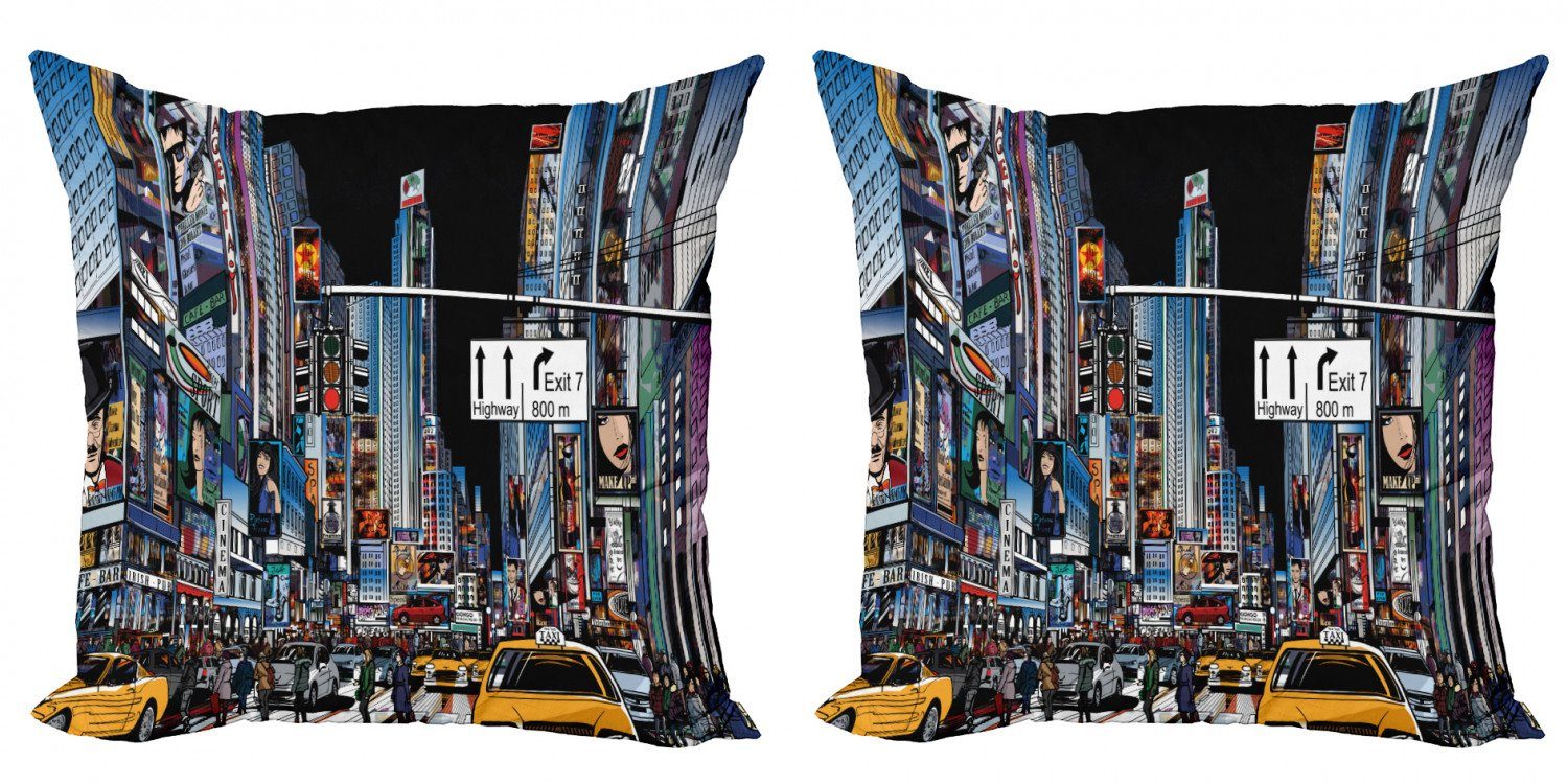 Modern New (2 York Kissenbezüge Doppelseitiger Stadt Stück), in Nachtszene Accent Digitaldruck, Abakuhaus
