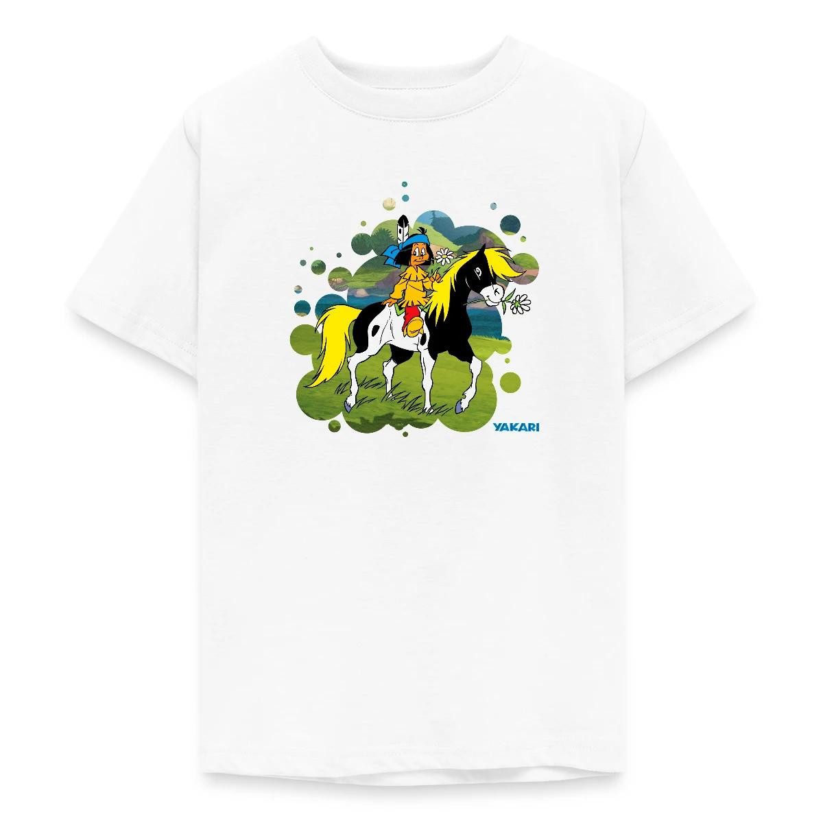 Spreadshirt T-Shirt Yakari Reitet Aus Auf Pferd Kleiner Donner Teenager T-Shirt (1-tlg)