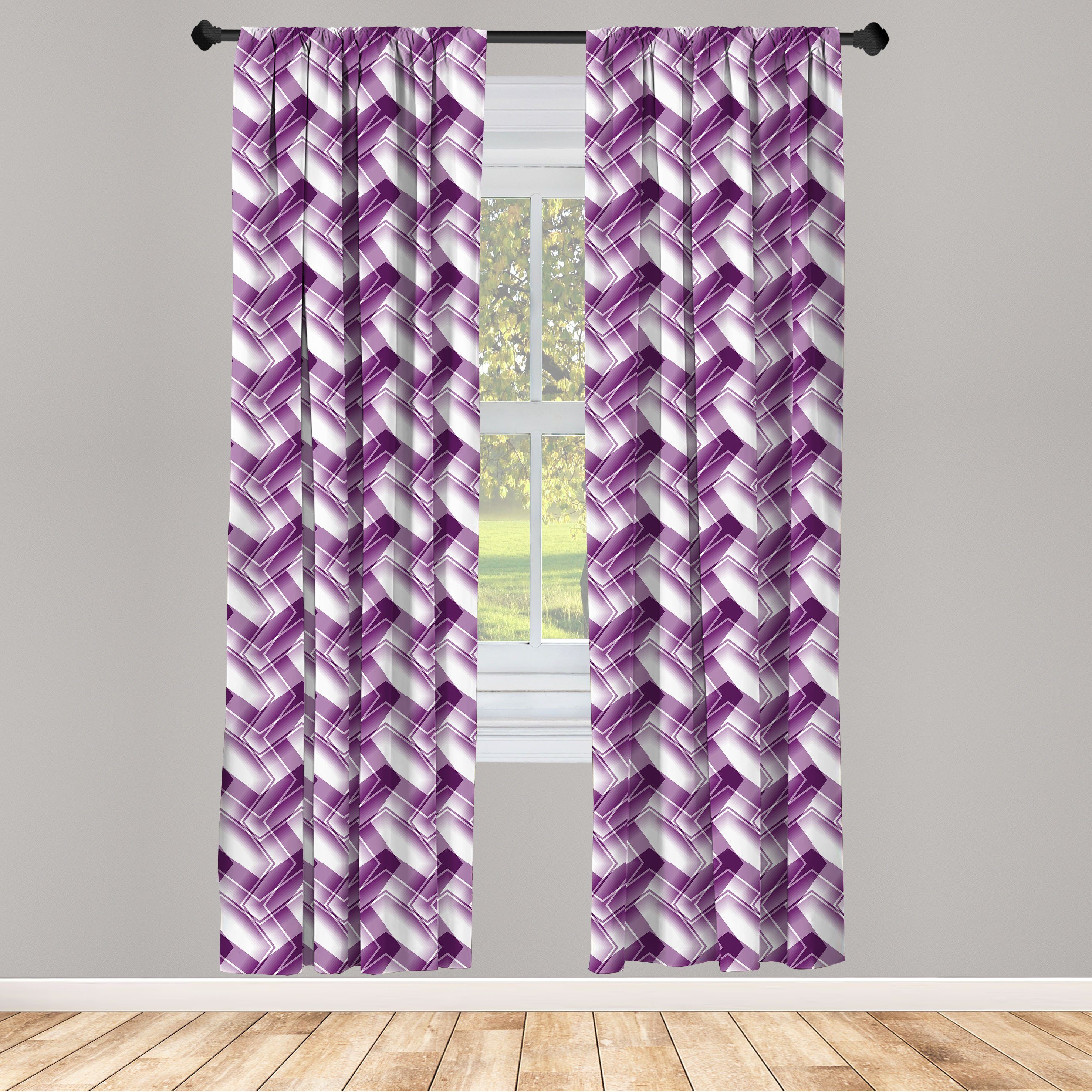 Gardine Vorhang für Wohnzimmer Schlafzimmer Dekor, Abakuhaus, Microfaser, Abstrakt Trippy Digitale Shapes