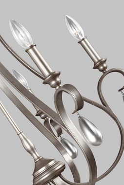 etc-shop Kronleuchter, Leuchtmittel nicht inklusive, Kronleuchter Hängelampe Deckenleuchte Stahl Silber D 63,5 cm