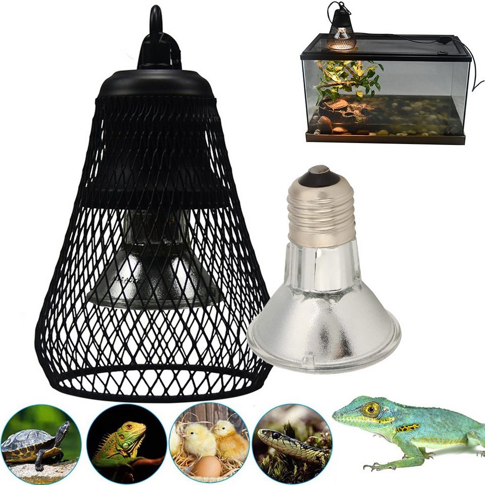 Rosnek Infrarot-Wärmestrahler Pet Reptil Wärmelampe,Aquarium Heizlampem,mit Sicherheitskäfig, 1-tlg.