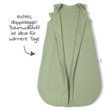 Makian Schlafsack Interlock - Olive, leichter Baby Sommer Schlafsack ohne Ärmel Gr. 70 cm - 100% Baumwolle