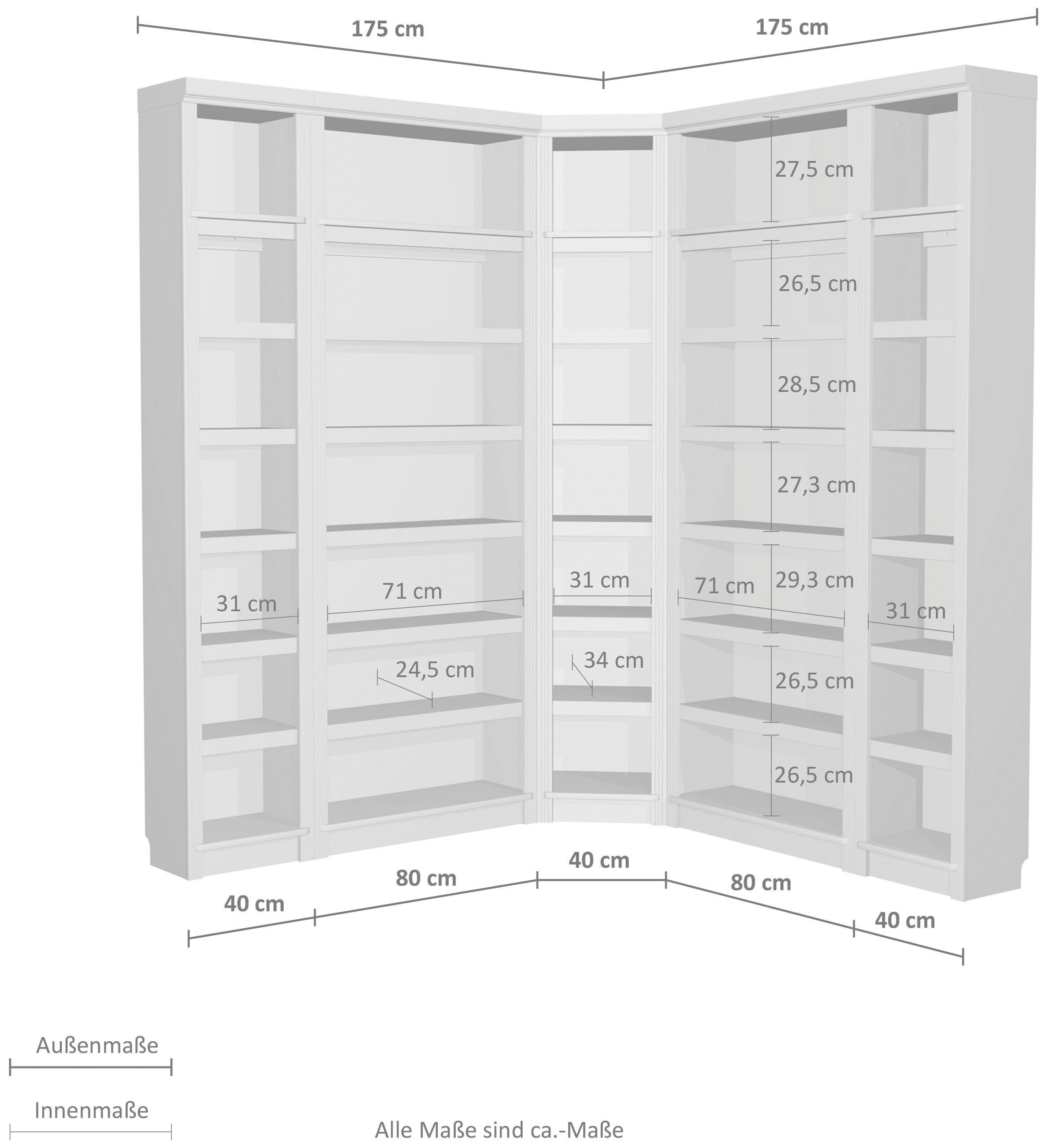 Bibliothek Home affaire viel | Soeren, Mit eiche eiche Stauraum 5-tlg.,