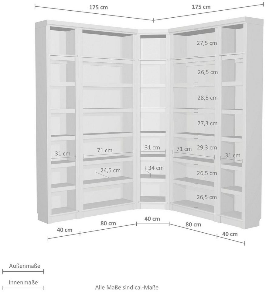 Home affaire Bibliothek Soeren, 5-tlg., Mit viel Stauraum