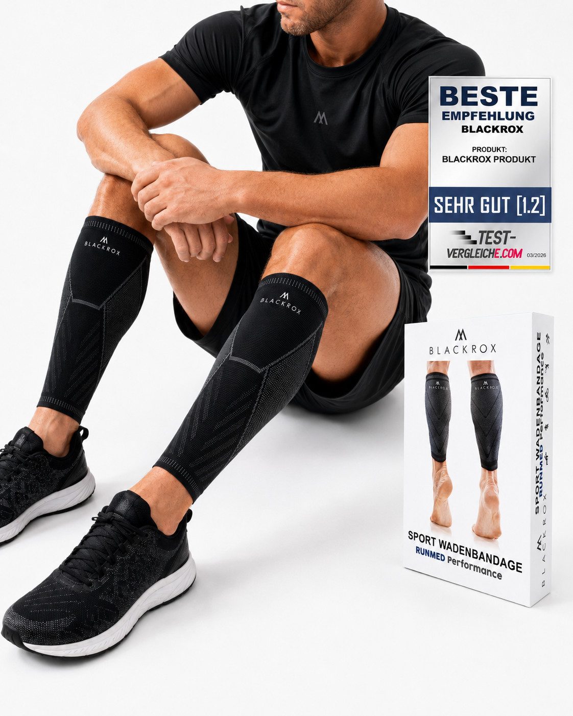BLACKROX Bandage [Vergleichssieger 2026] Wadenbandage Kompression Sport Gr. S–XL