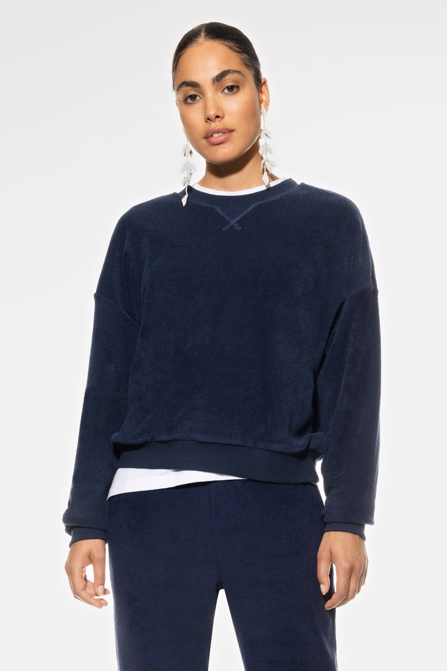 Mey Pyjamaoberteil Mey Damen Sweater Serie Rebeca Uni Oberteil (1-tlg)