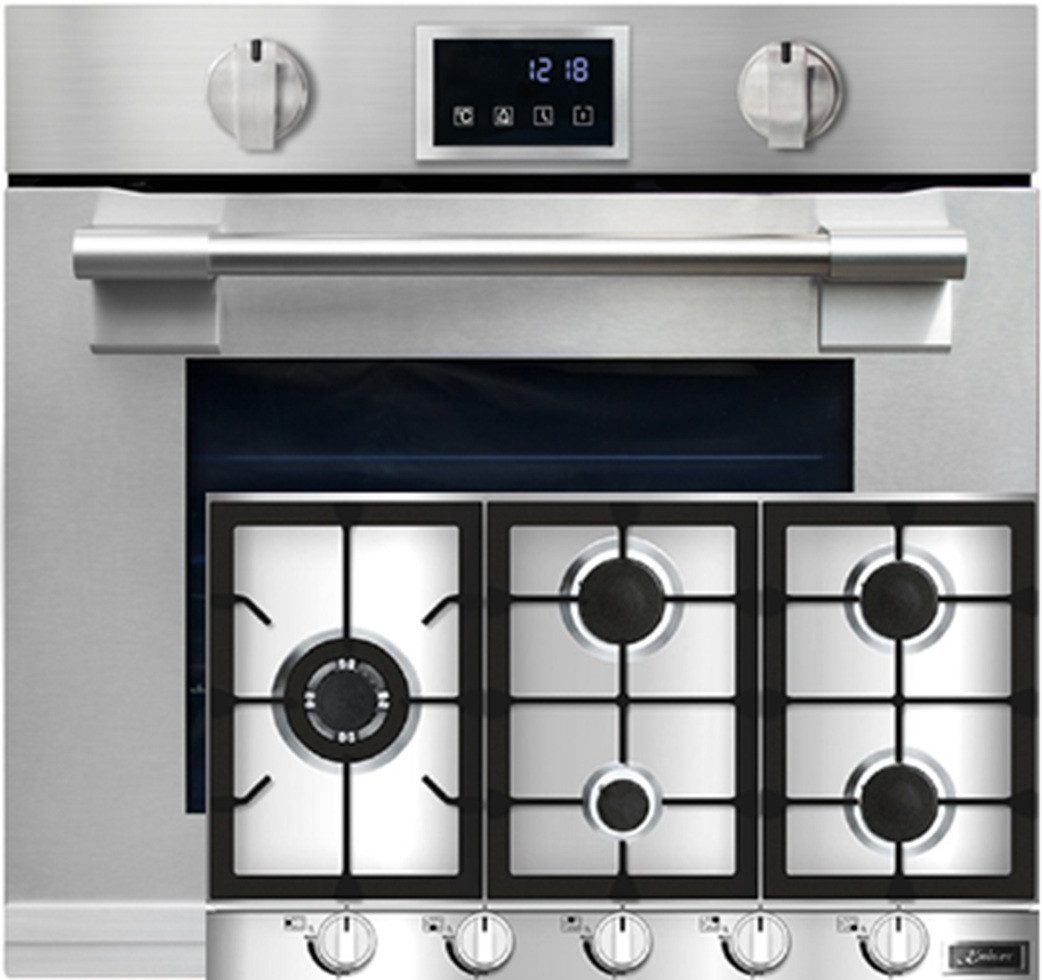 Kaiser Küchengeräte Backofen-Set Herd Set Autark XXL Einbau-Backofen 86L, mit Pyrolyse & AirFry, Touchdisplay, Drehknebel, 11 Funktionen mit Gas-Kochfeld 90 cm EH 6339+KG 9357, mit 1-fach-Teleskopauszug, Pyrolyse-Selbstreinigung