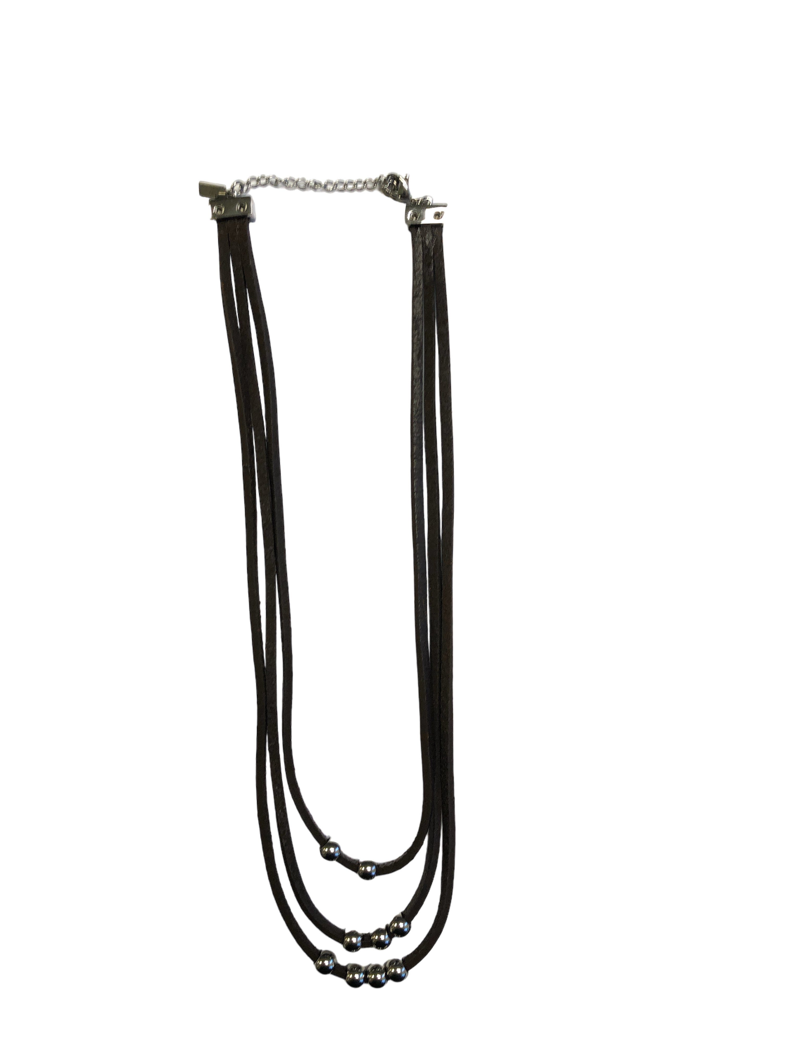 beweglichen CS02-1011-1, Lederband Perlen Cowstyle Collier Dreireihiges mit