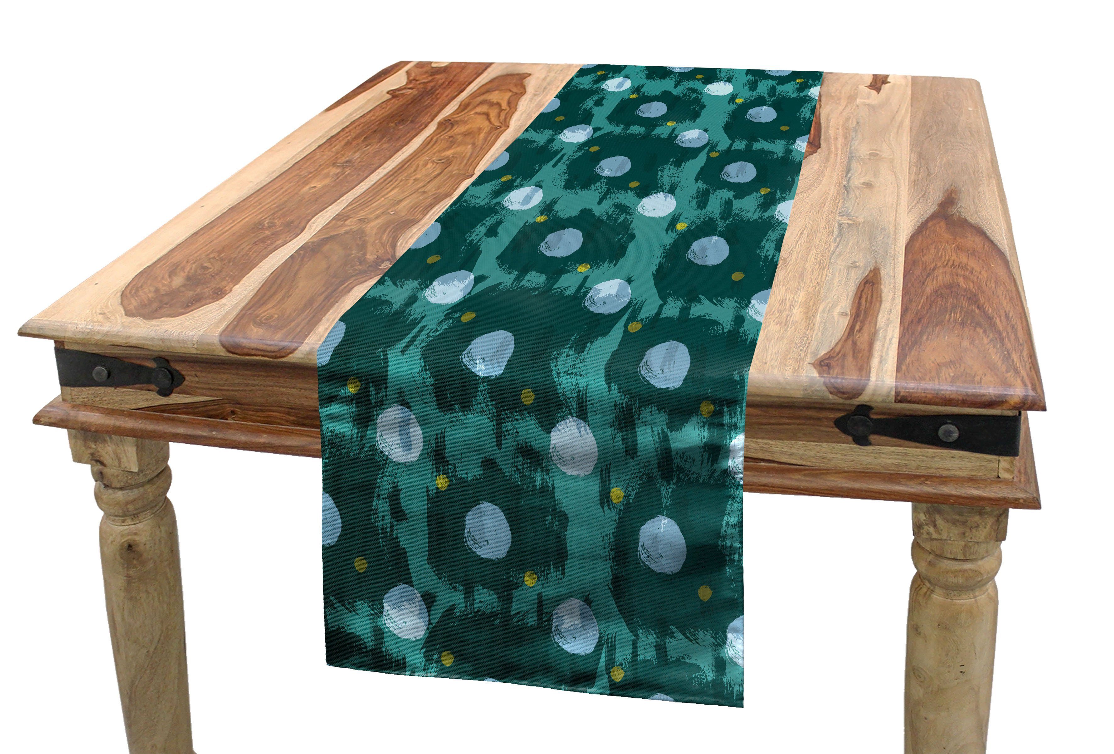 Abakuhaus Tischläufer Esszimmer Küche Rechteckiger Dekorativer Tischläufer, Abstrakt Kreis Formen Farbe Smears