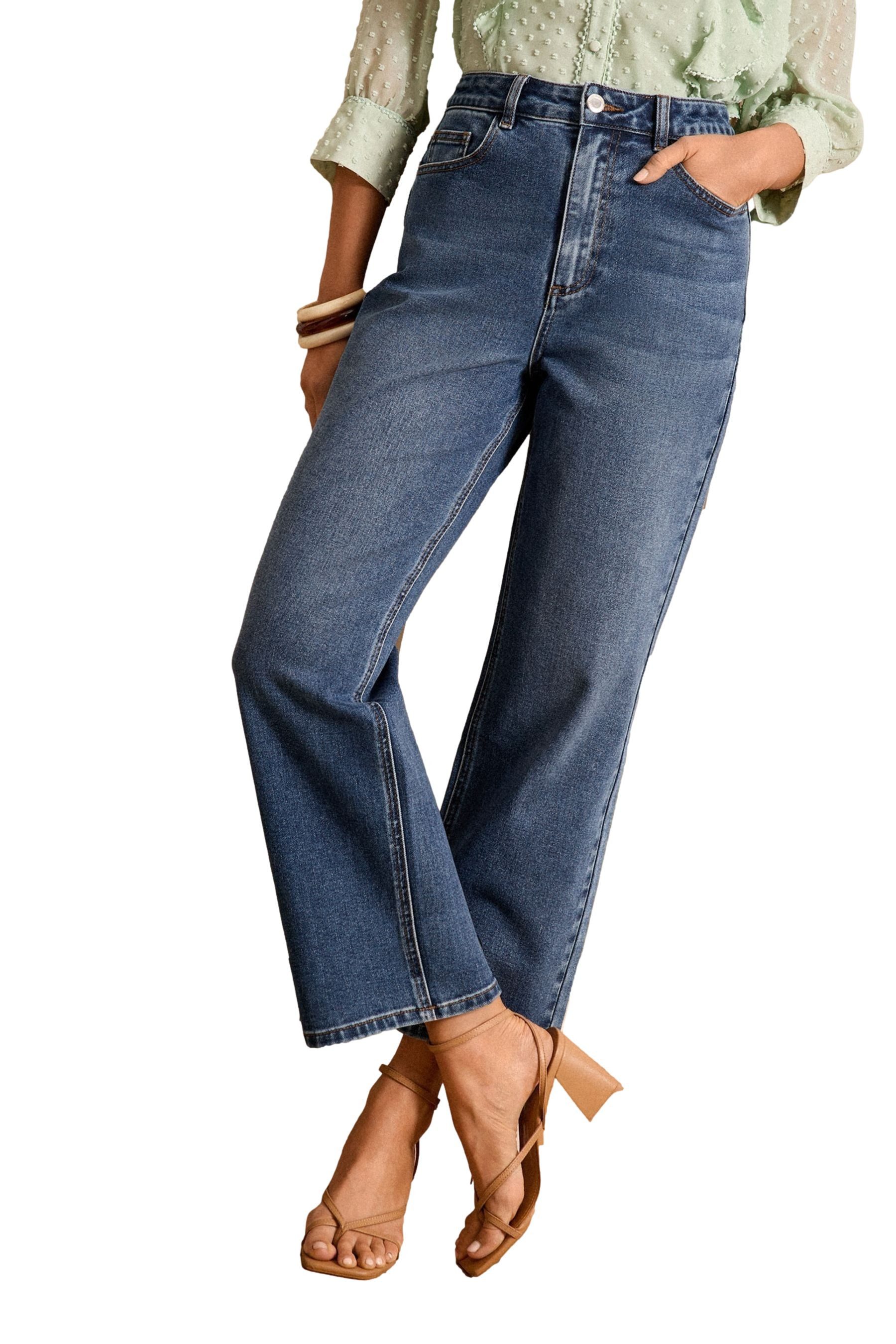 Straight-Jeans Love & Roses Cropped-Jeans mit weitem Bein Regular