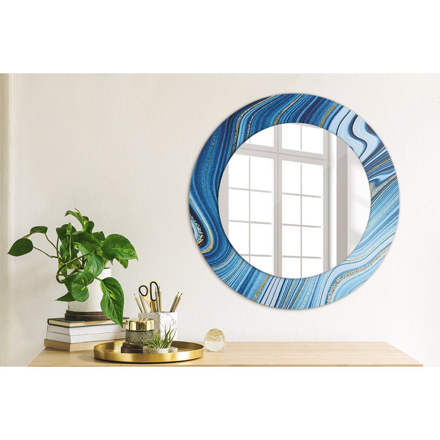 Tulup Spiegel Modern Wandmontage Wandspiegel Spiegel mit Aufdruck Rund: Ø50cm