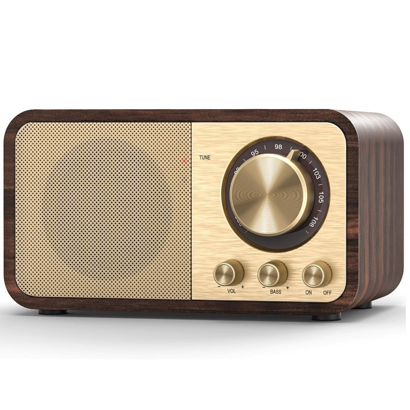 Toomoke FM-Radio UKW-Radio Retro-Radio mit Bluetooth 5.0, tragbares Tischradio Radio (5 W, Akku, USB, TF-Karte, AUX, Teleskopantenne, Küchenradio)
