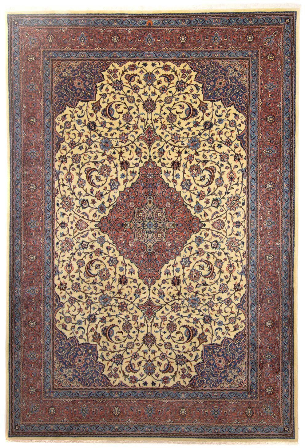 Wollteppich Sarough Medaillon Beige chiaro 360 x 248 cm, morgenland, rechteckig, Höhe: 10 mm, Unikat mit Zertifikat