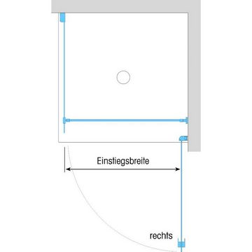 Dusbad Eckdusche Dusche Dusbad Vital 2 Drehtür rechts + Duschwand links (Kombination), BxT: 80x107 cm, ESG-Glas