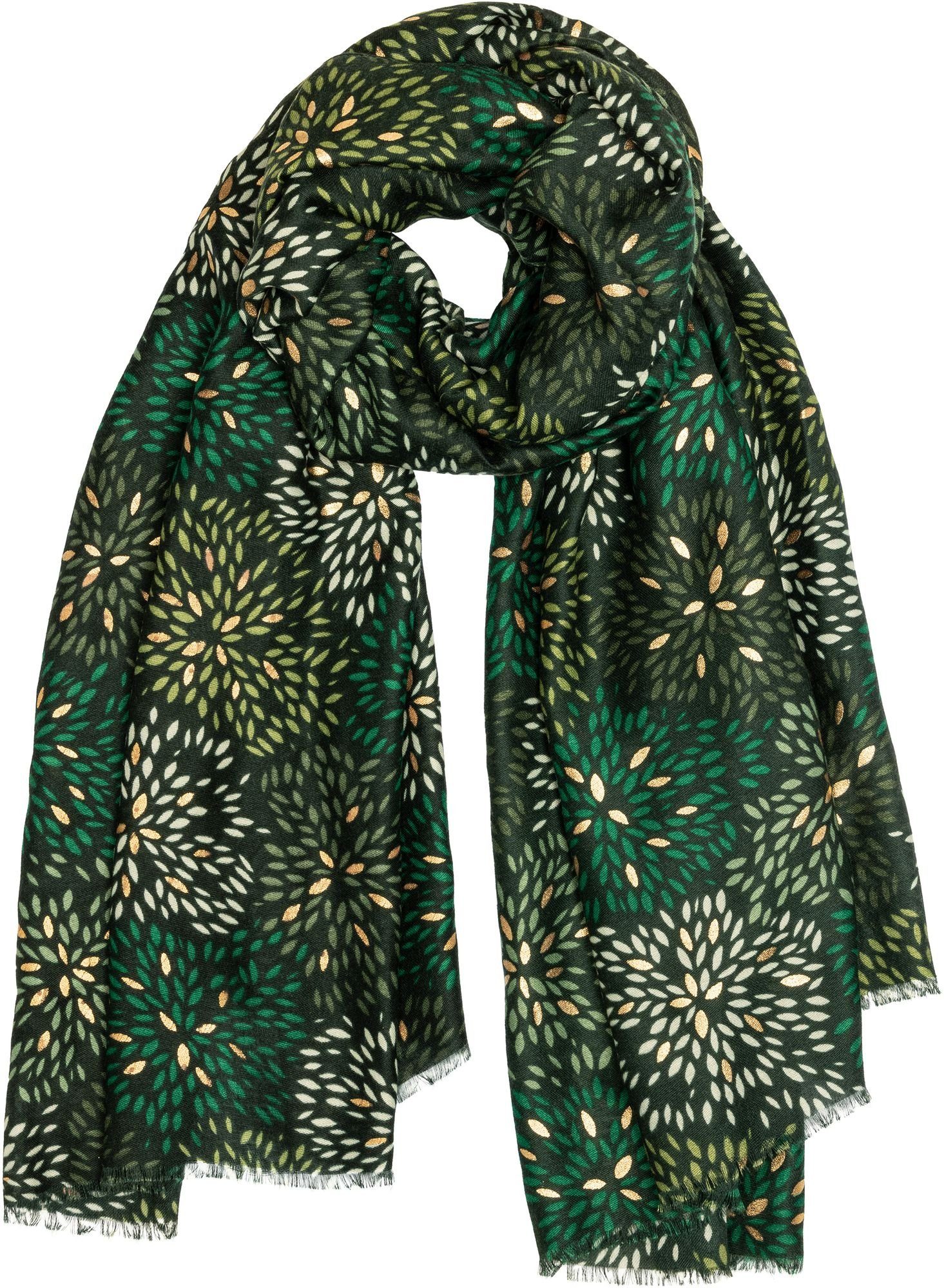 Caspar Modeschal SC517 Damen Schal mit stylish floralem Print und goldenen günstig online kaufen