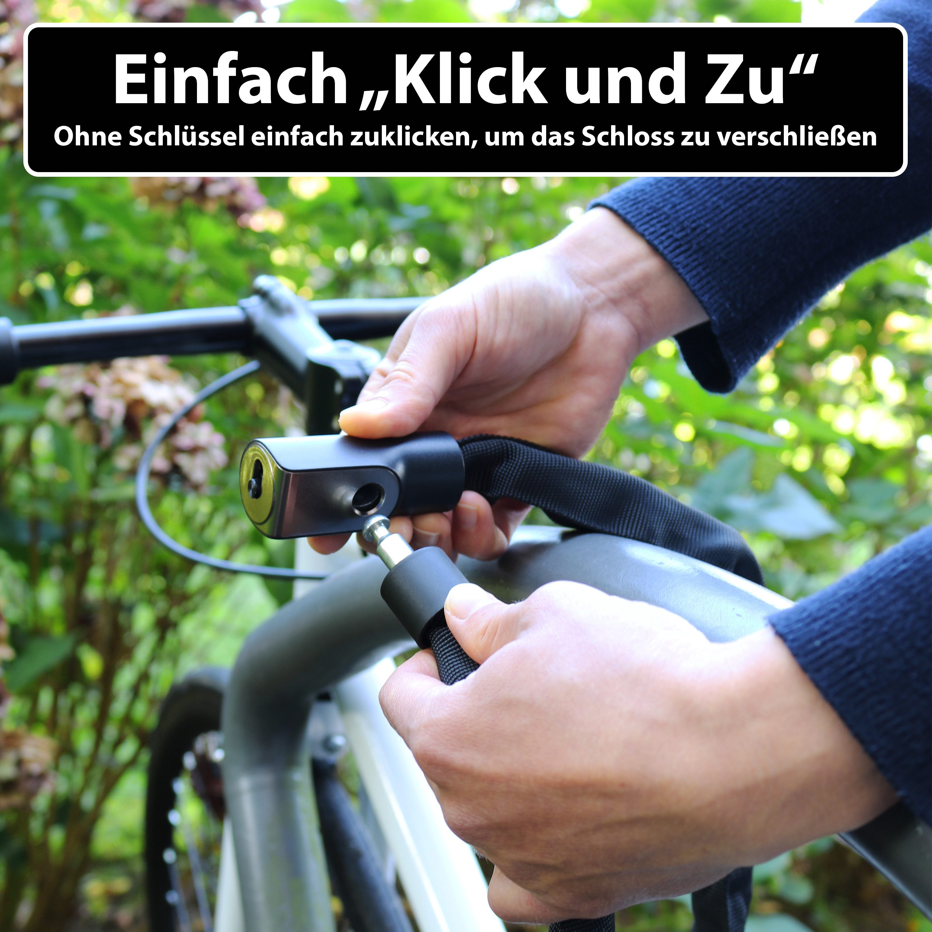 KOHLBURG Kettenschloss [6mm Titan-Stahl] Sicheres Fahrradschloss mit Zuklick-Mechanismus, 3 Schlüssel • 103 cm lang • für Fahrrad, E-Bike & E-Scooter