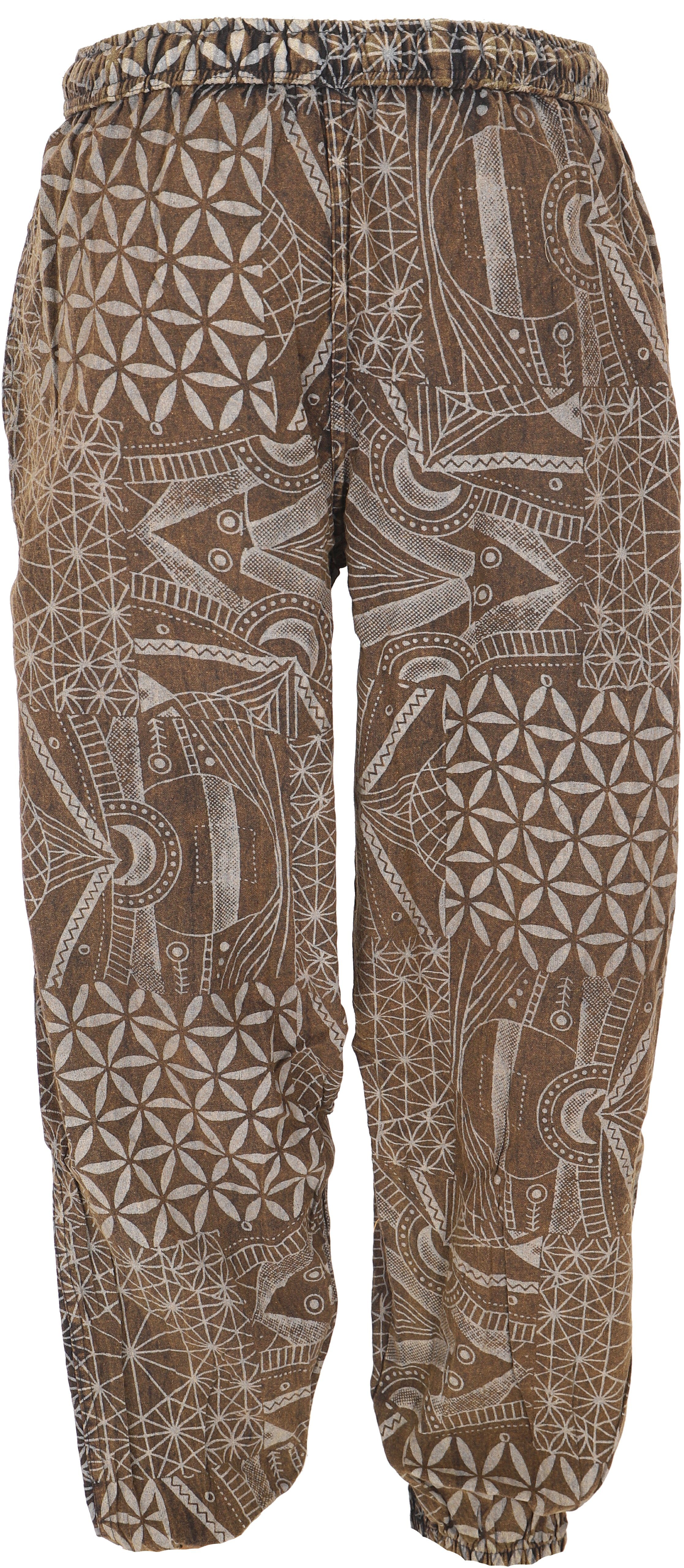 Retro, Baumwoll-Goa-Hose.. braun Unisex Yogahose, Ethno Relaxhose Style, Bekleidung alternative Stonewash Guru-Shop