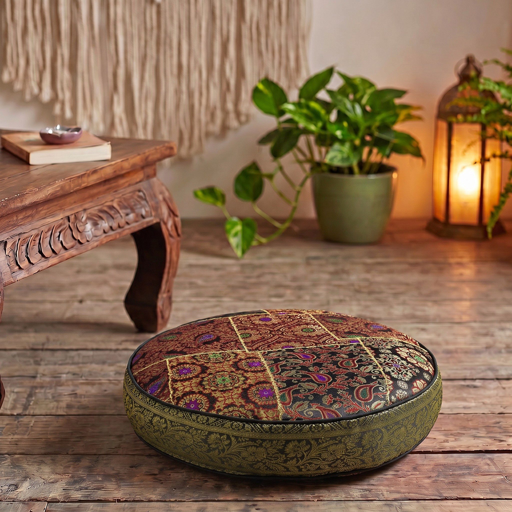 Guru-Shop Sitzkissen Orientalisches rundes Patchwork Kissen 40 cm,..