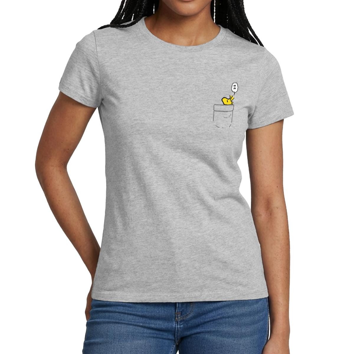 Spreadshirt T-Shirt Peanuts Woodstock In A Pocket Taschen-Design Frauen T-Shirt (1-tlg)