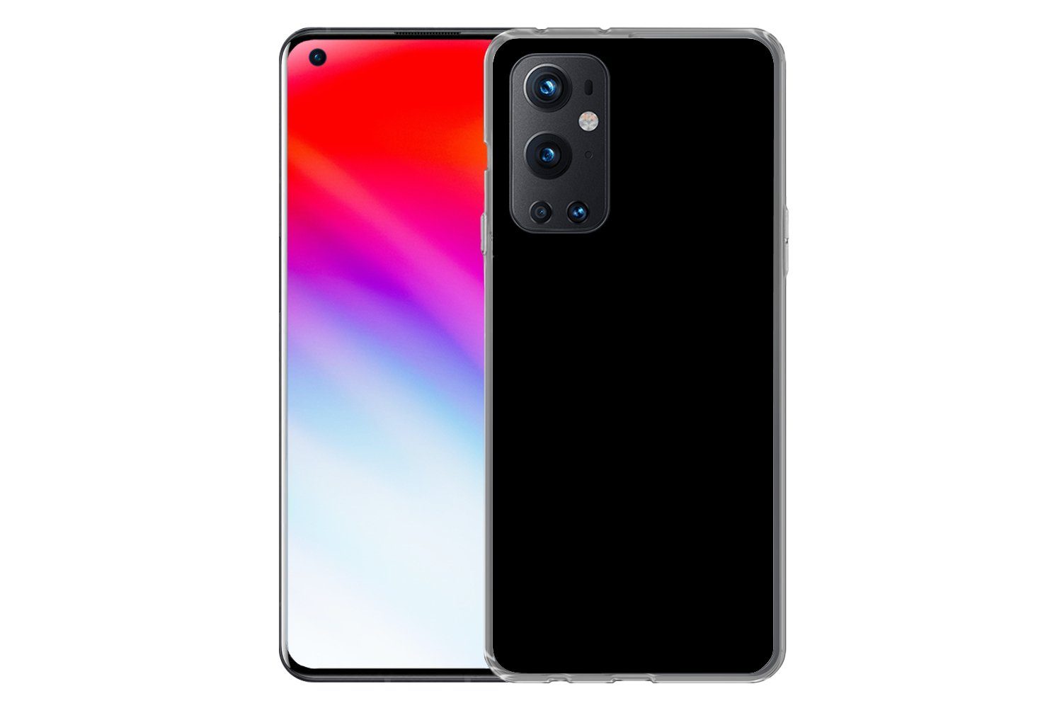 MuchoWow Handyhülle für OnePlus 9 Pro Schwarz - Einfarbig, Phone Case, Silikon, Schutzhülle Dünn