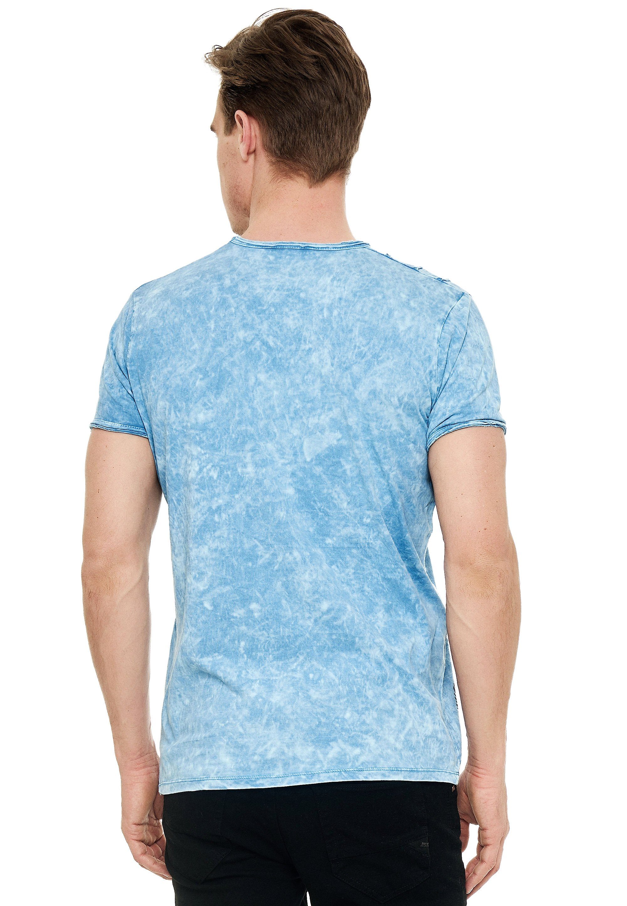 Rusty Neal T-Shirt mit eindrucksvollem Print hellblau
