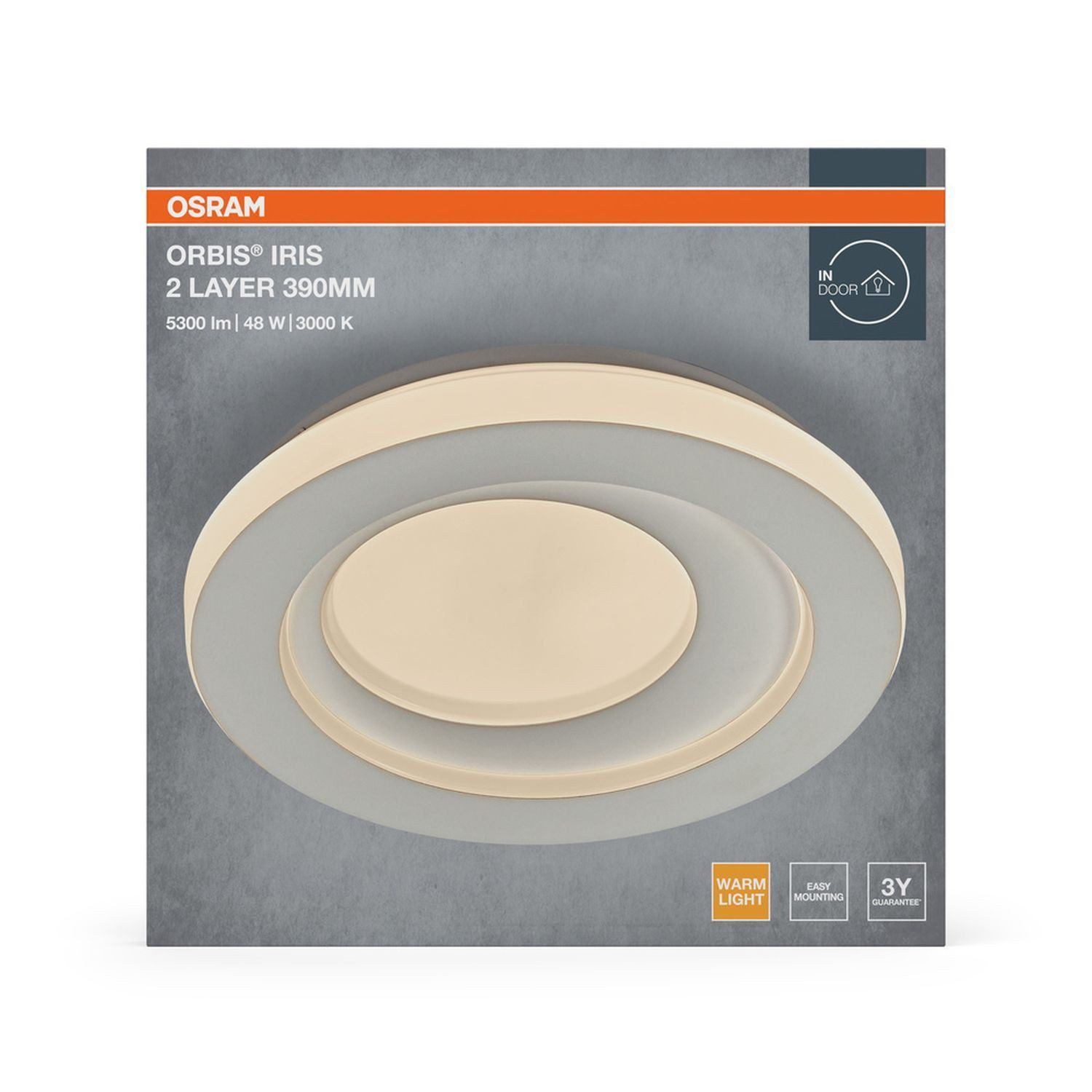 Licht-Erlebnisse Deckenleuchte KORESAD, LED fest integriert, Warmweiß, LED Ø 39 cm rund 3000 K 2000 lm Modern