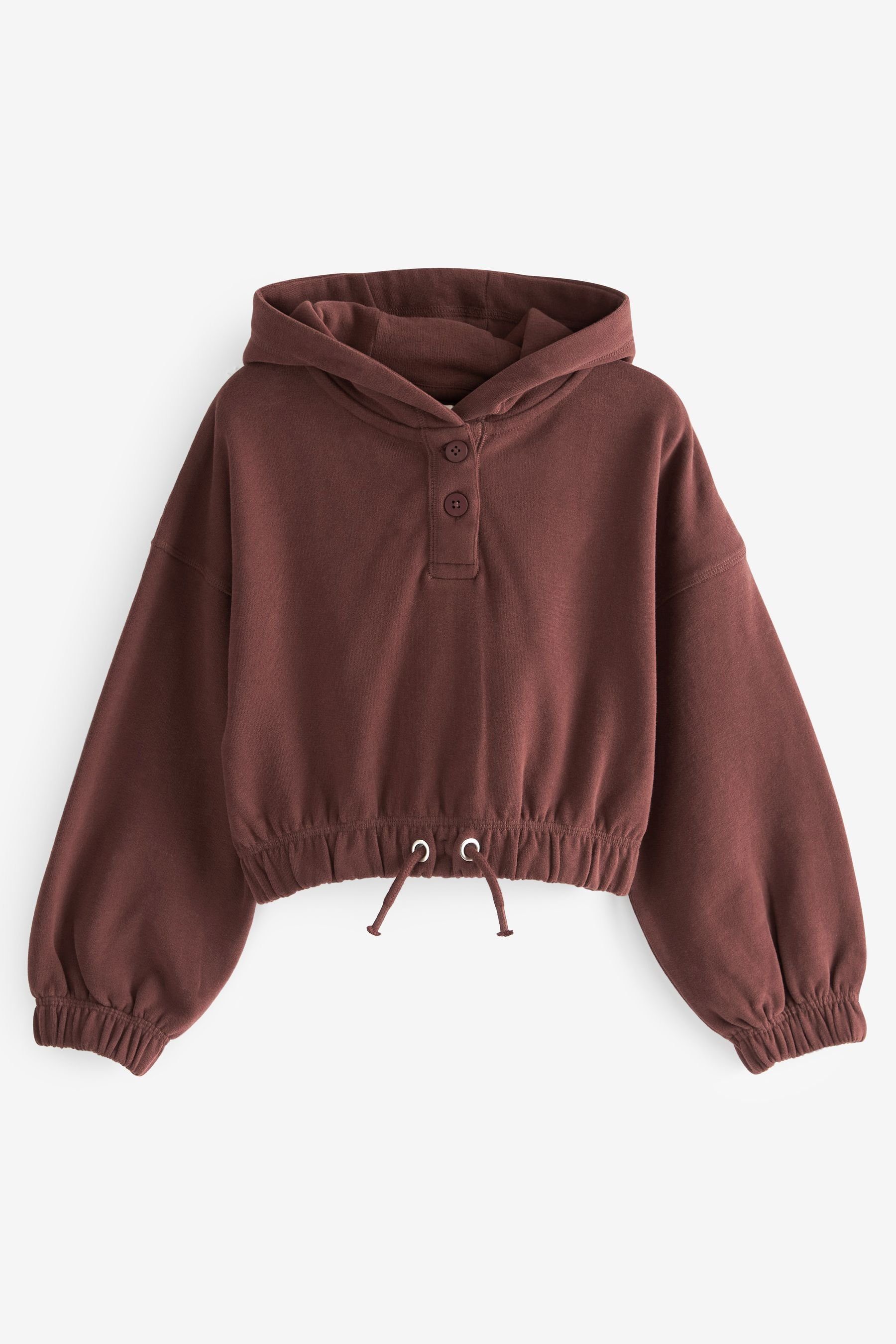 Next Kapuzensweatshirt Verkürztes Hoodie mit Knopfleiste (1-tlg) Chocolate Brown | Sweatshirts