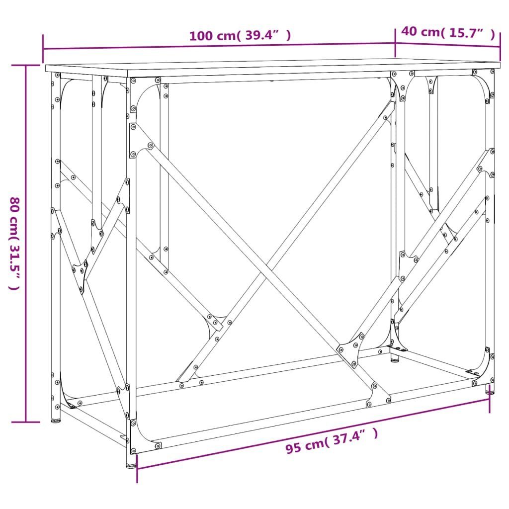 cm Konsolentisch Sonoma (1-St) vidaXL 100x40x80 Beistelltisch Holzwerkstoff Grau