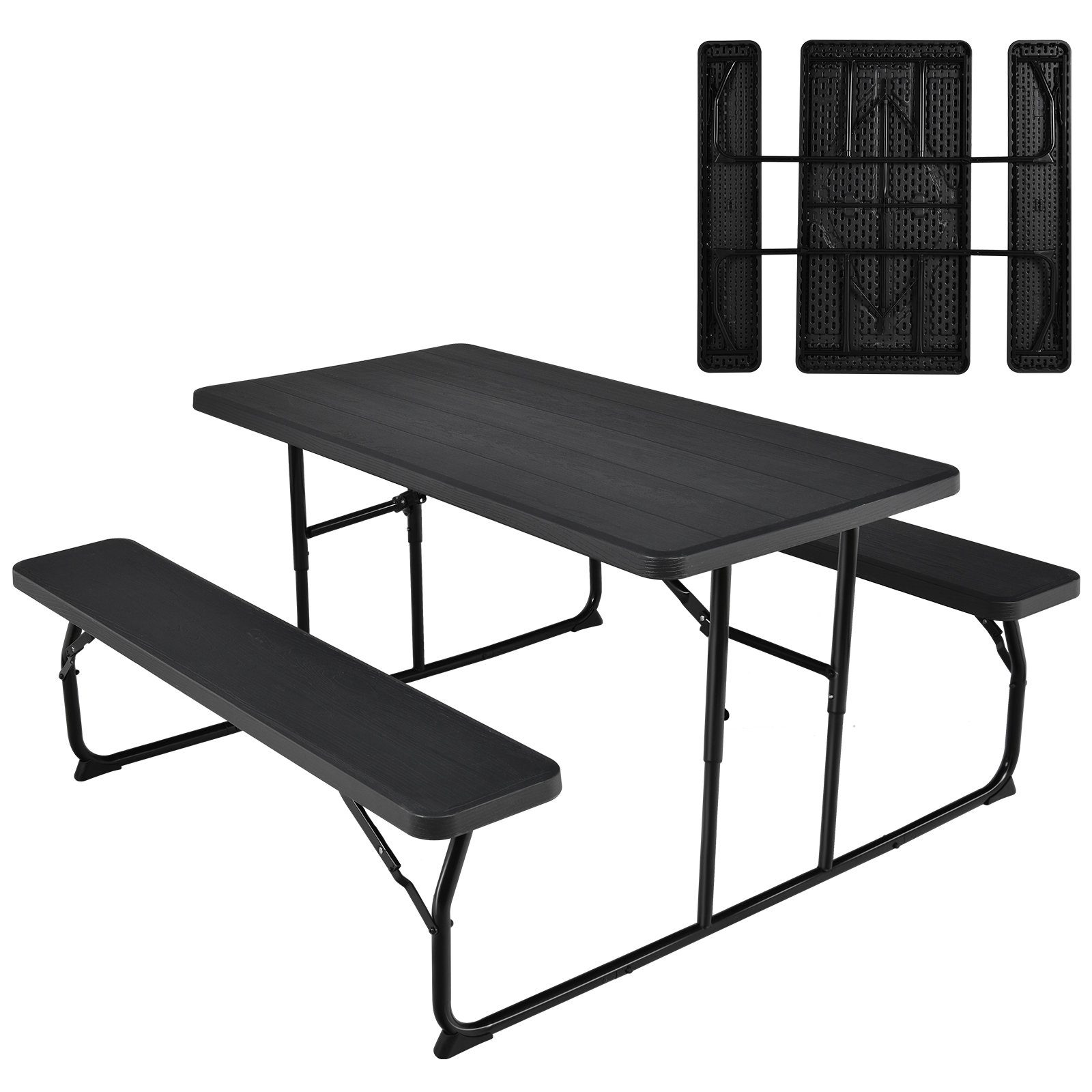 COSTWAY Bierzeltgarnitur, 136 cm Campingtisch mit Bänken, klappbar