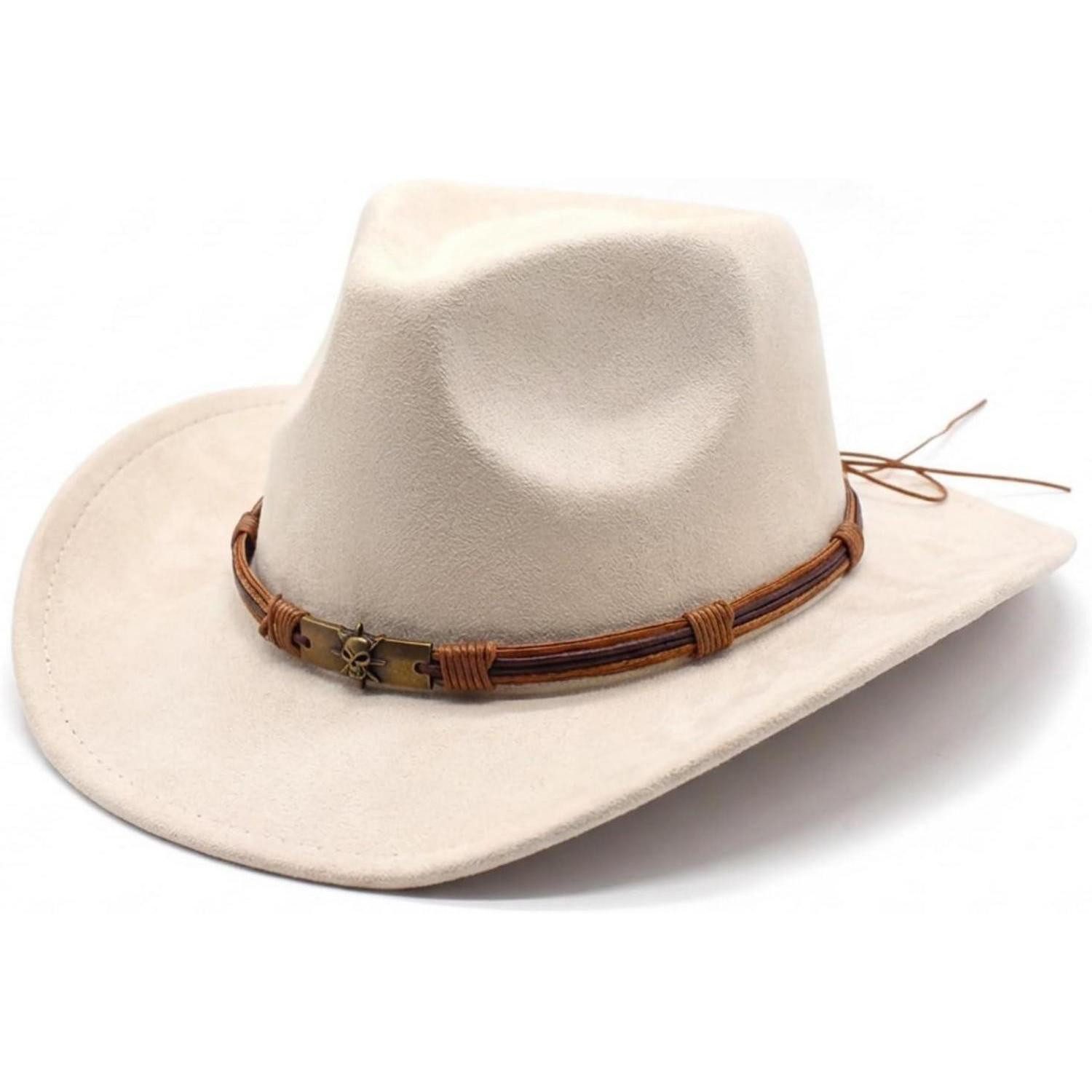LuxusKollektion Cowboyhut Cowboyhut Wildleder Damen Herren Krempe Einheitsgröße-M Weiß