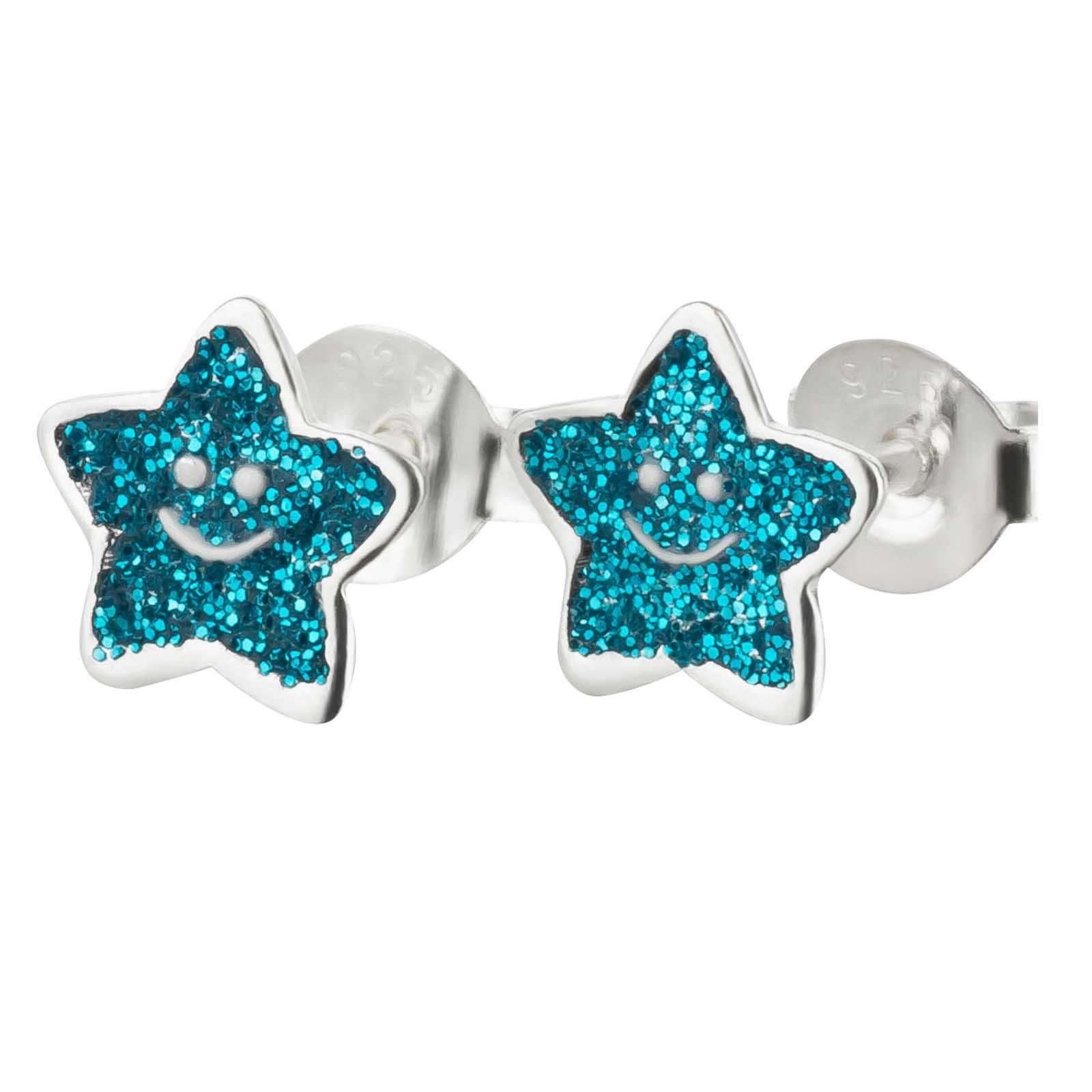 schmuck23 Paar Ohrstecker Kinder Ohrringe Stern 925 Silber, Kinderschmuck Mädchen Geschenk echte Silberohrringe