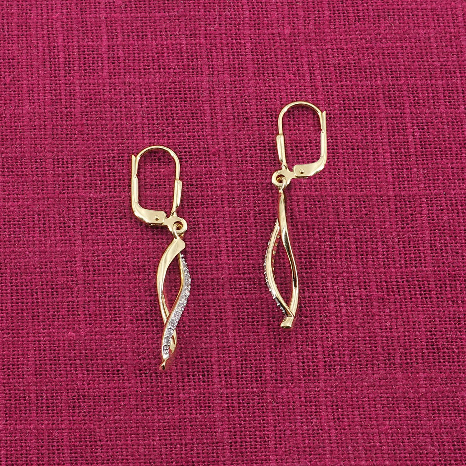 trendor Paar Ohrhänger Damen-Gold 333/8K mit Synth. Zirkonias