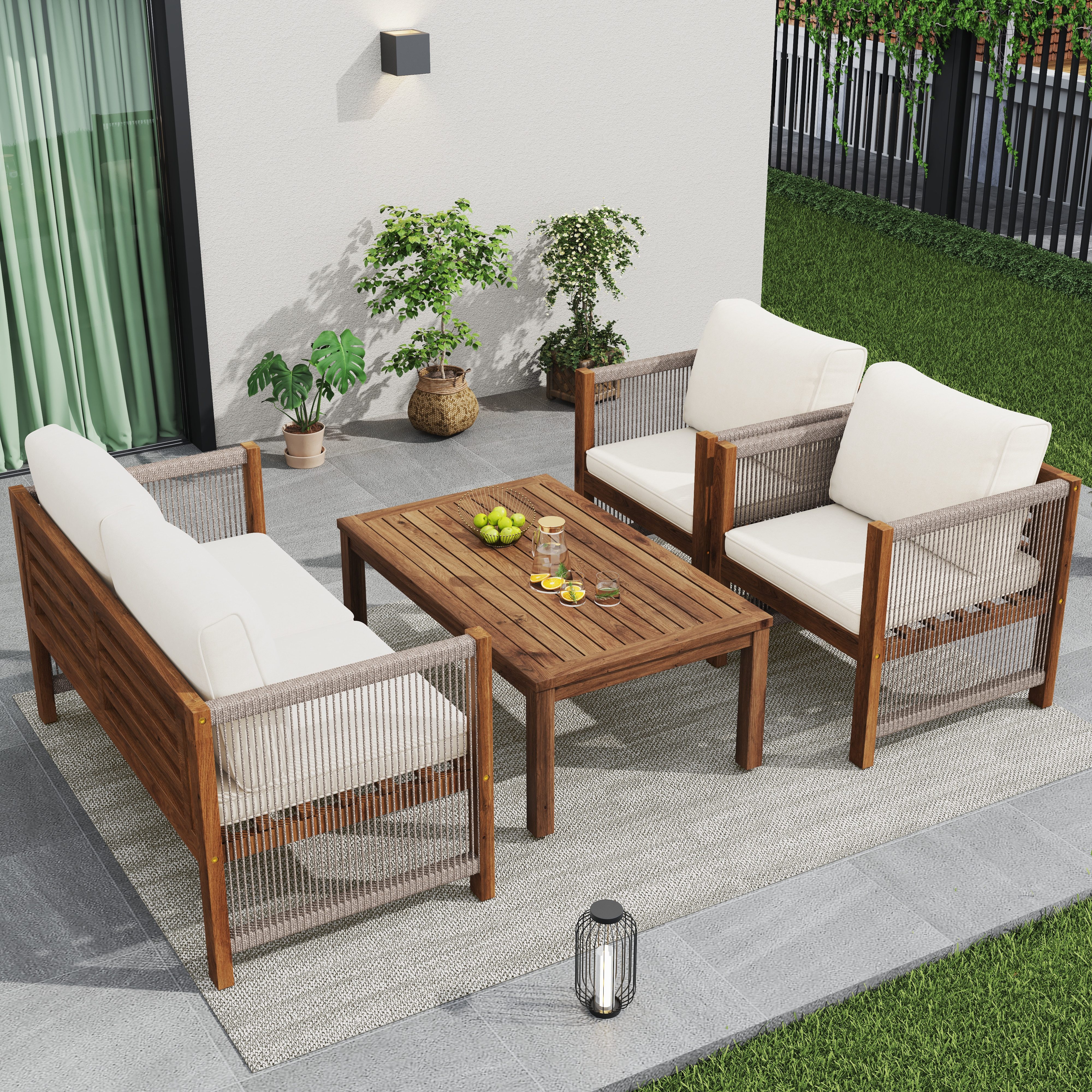 Flieks Gartenlounge-Set, Gartenmöbel Set Sitzgruppe Bank günstig online kaufen