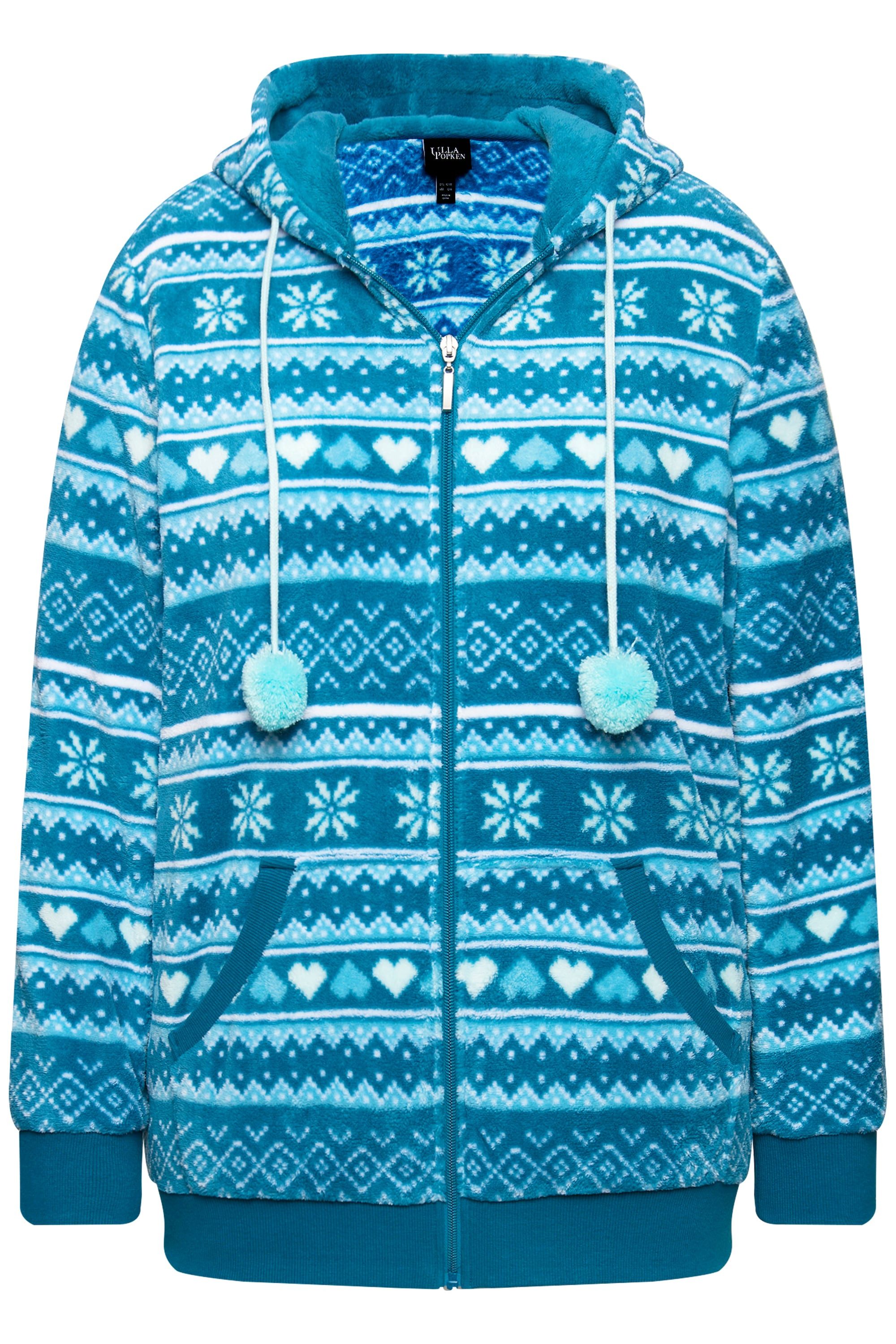 Ulla Popken Sweatjacke Homewear-Jacke Plüsch Norweger günstig online kaufen