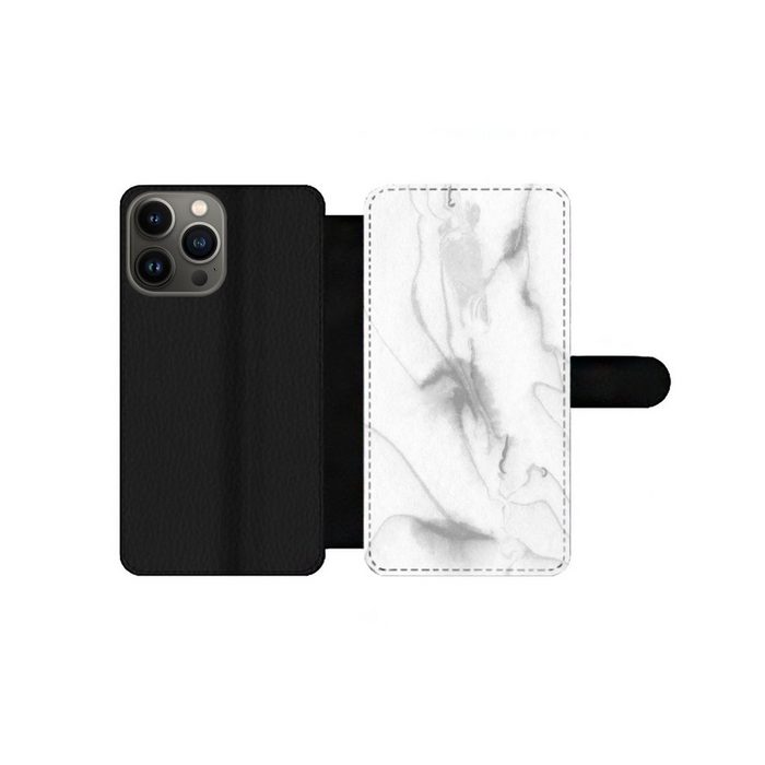 MuchoWow Handyhülle Marmor - Grau - Weiß - Abstrakt - Marmoroptik Handyhülle Telefonhülle Apple iPhone 13 Pro Max