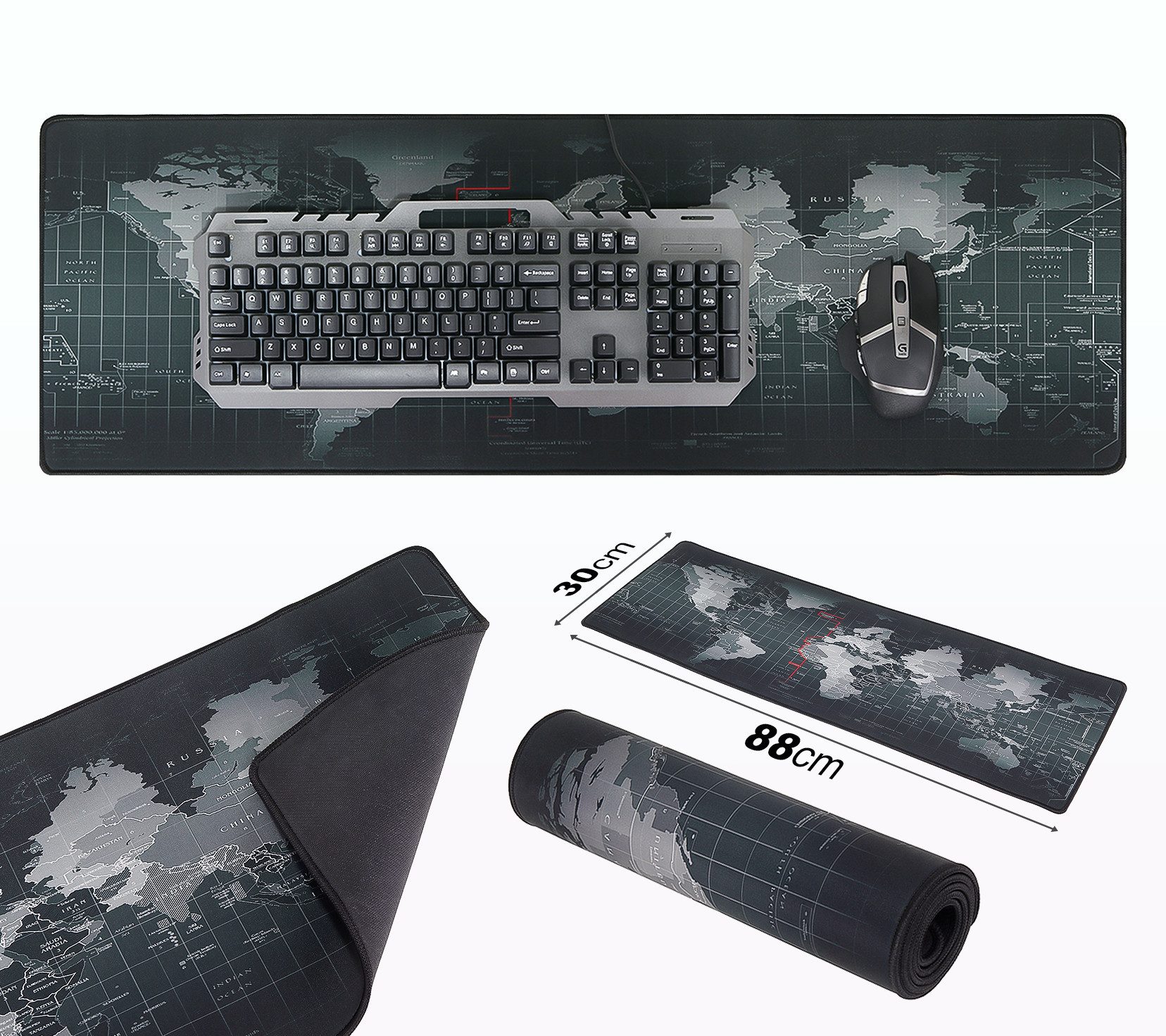 IZOXIS Gaming Mauspad Professionelle Weltkarte Büro-Schreibtischunterlage Mauspad (Gaming Schreibtischunterlage Set, Schreibtischunterlage-Set), Premium Schreibtischunterlage mit rutschfester Rückseite