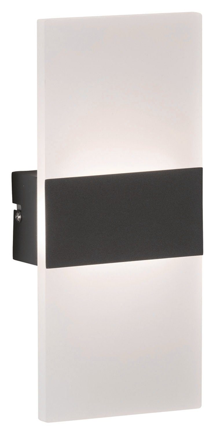 FISCHER & HONSEL LED Wandleuchte FODER, 1-flammig, Schwarz, Weiß, Metall, Glas, LED fest integriert, Extra-Warmweiß, B 10 x H 27 x T 4 cm