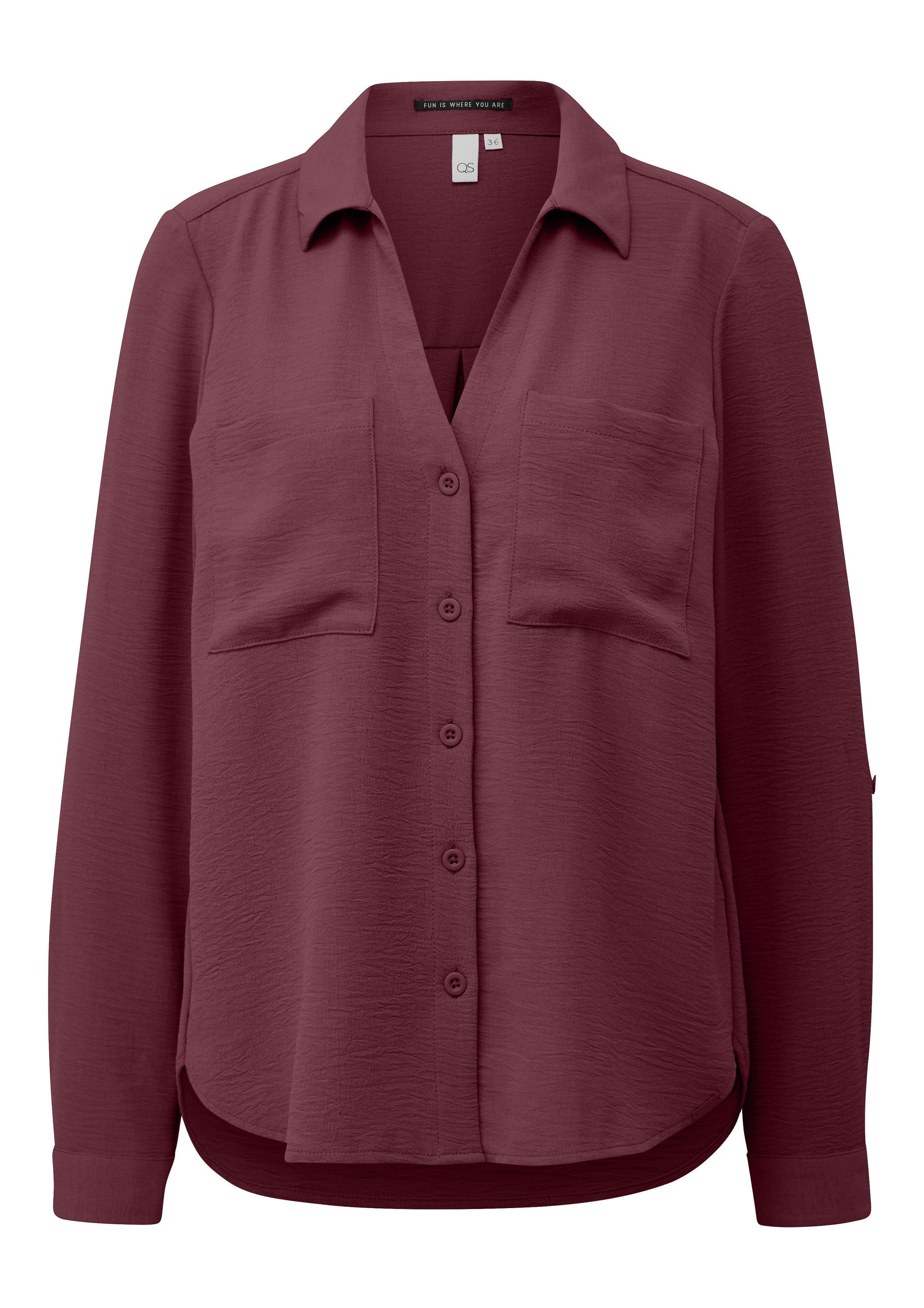 QS Langarmbluse Bluse Crêpebluse mit Turn-up-Ärmel günstig online kaufen